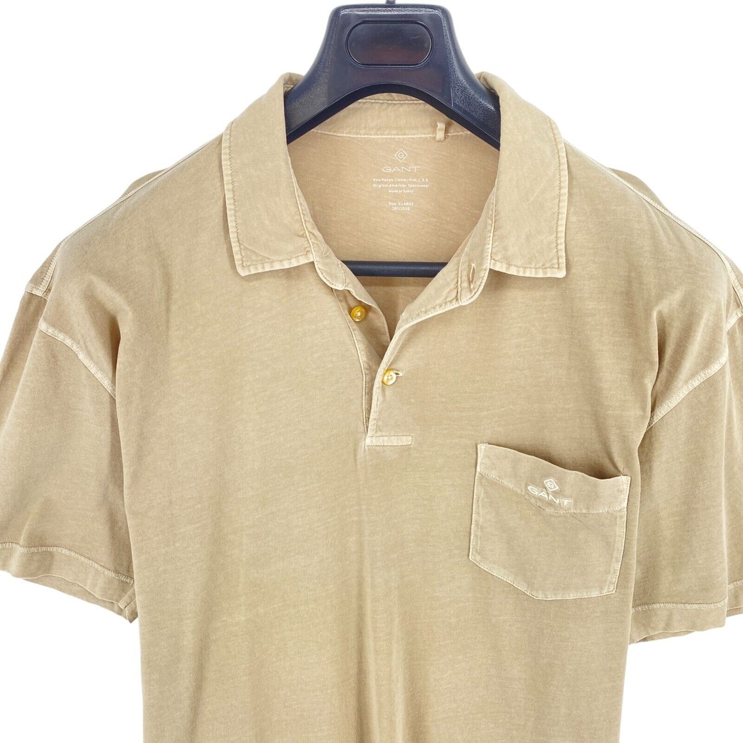 GANT Men Beige Solid Sun Faded Jersey Rugger Short Sleeves Polo Shirt Size XL