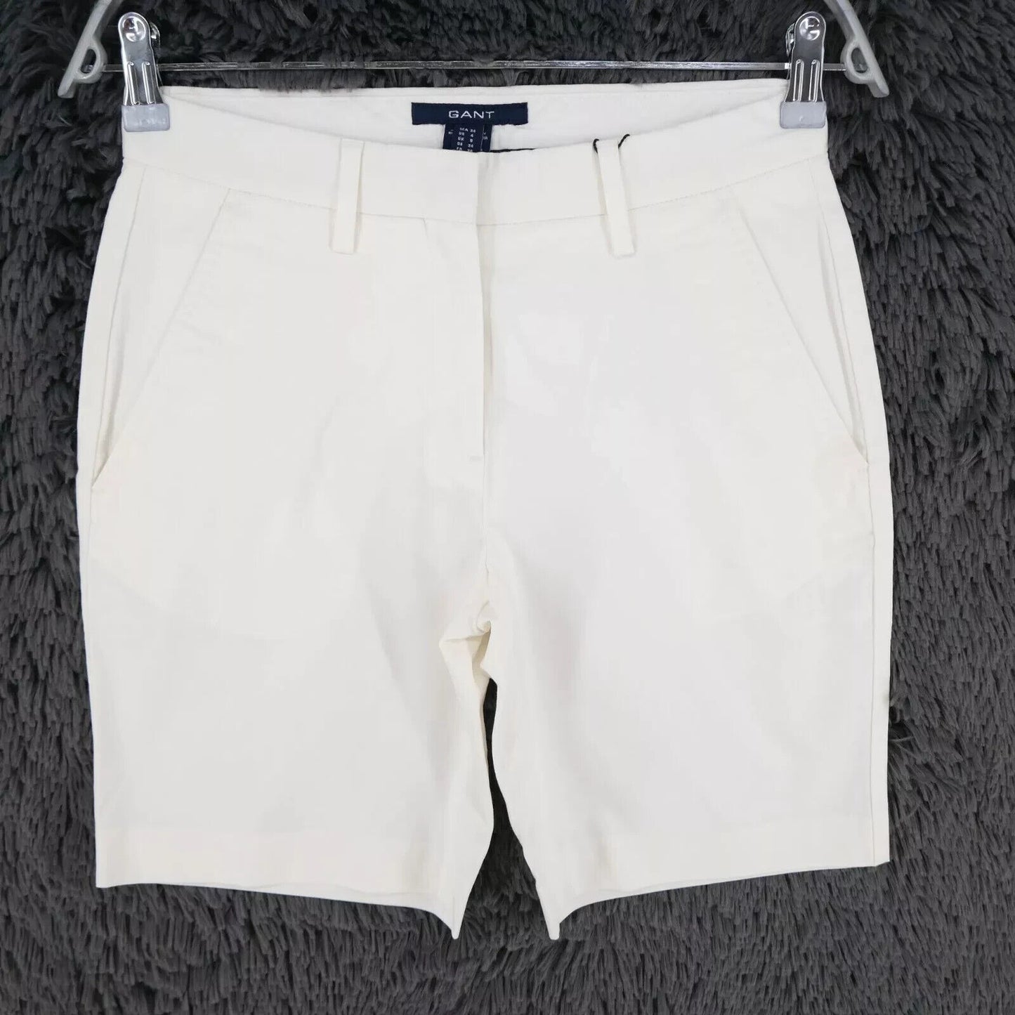 GANT Women White Satin Bermuda Regular Fit Shorts Size EU 34 UK 8 US 4 W27