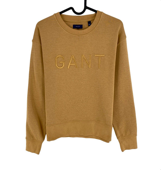 GANT Brown Tonal Logo Crew Neck Sweater Jumper Size S