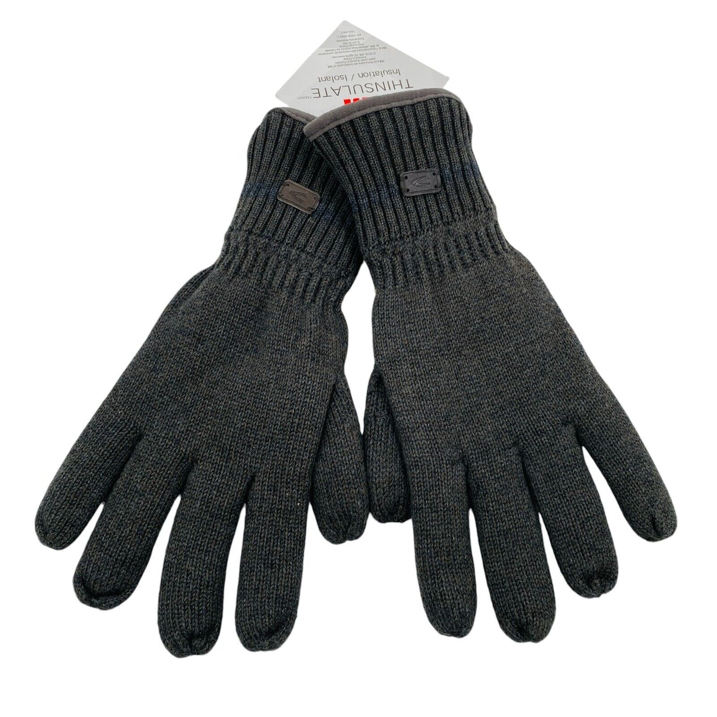 Camel Active Mens Dark Grey Cotton Insulated Warm Knit Gloves Size 2XL XXL