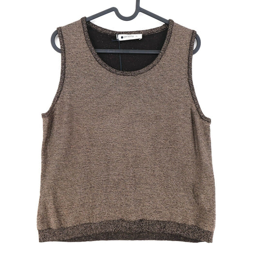 Persona Brown Scoop Neck Wool Blend Sleeveless Tank Top T Shirt Blouse Size M