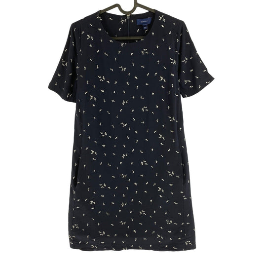 GANT Navy Blue Mini Flower Print Short Sleeves Dress Size EU 38 UK 12 US 8