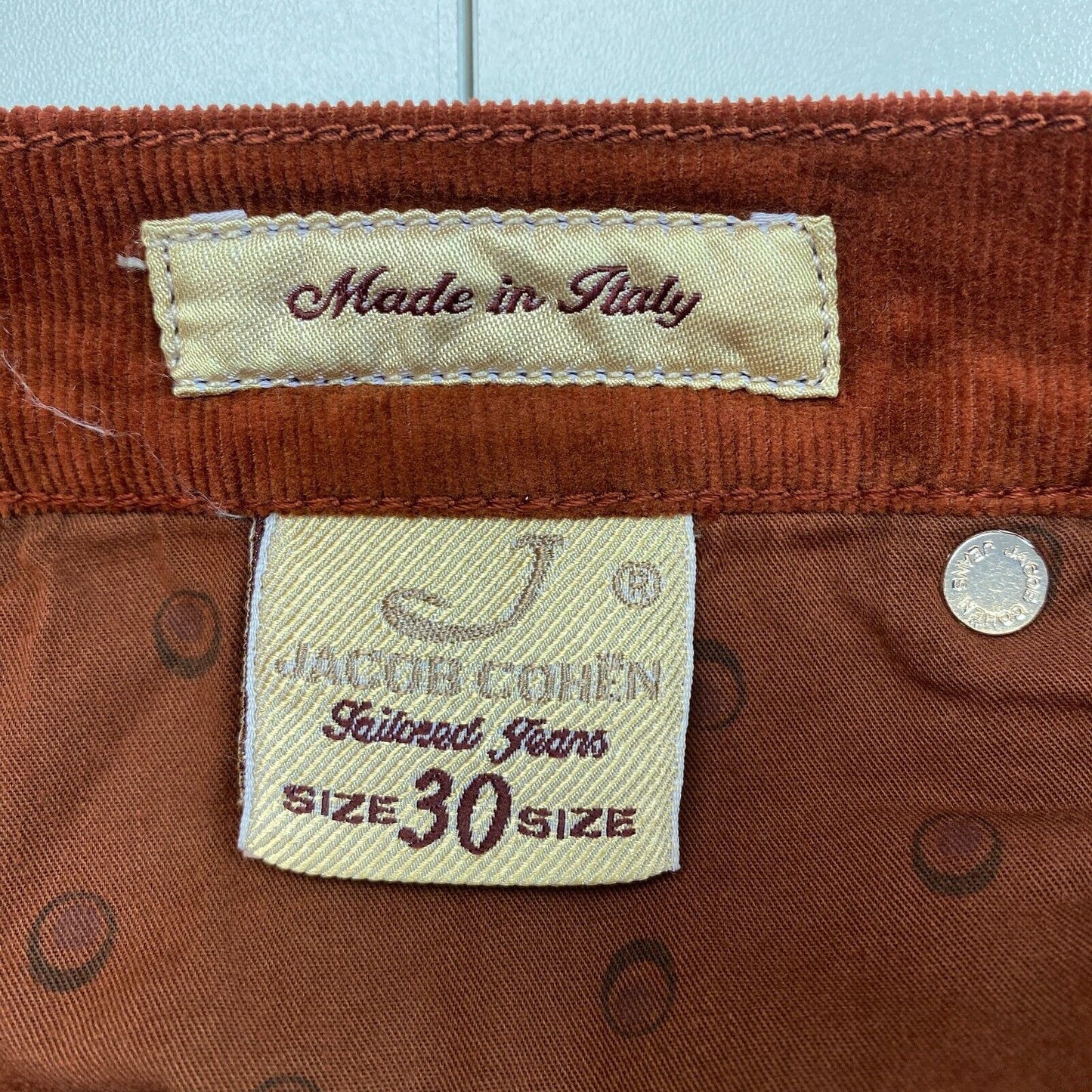 JACOB COHEN Women 710 Brown Corduroy Slim Jeans Pants W30 L34 Made In Italy