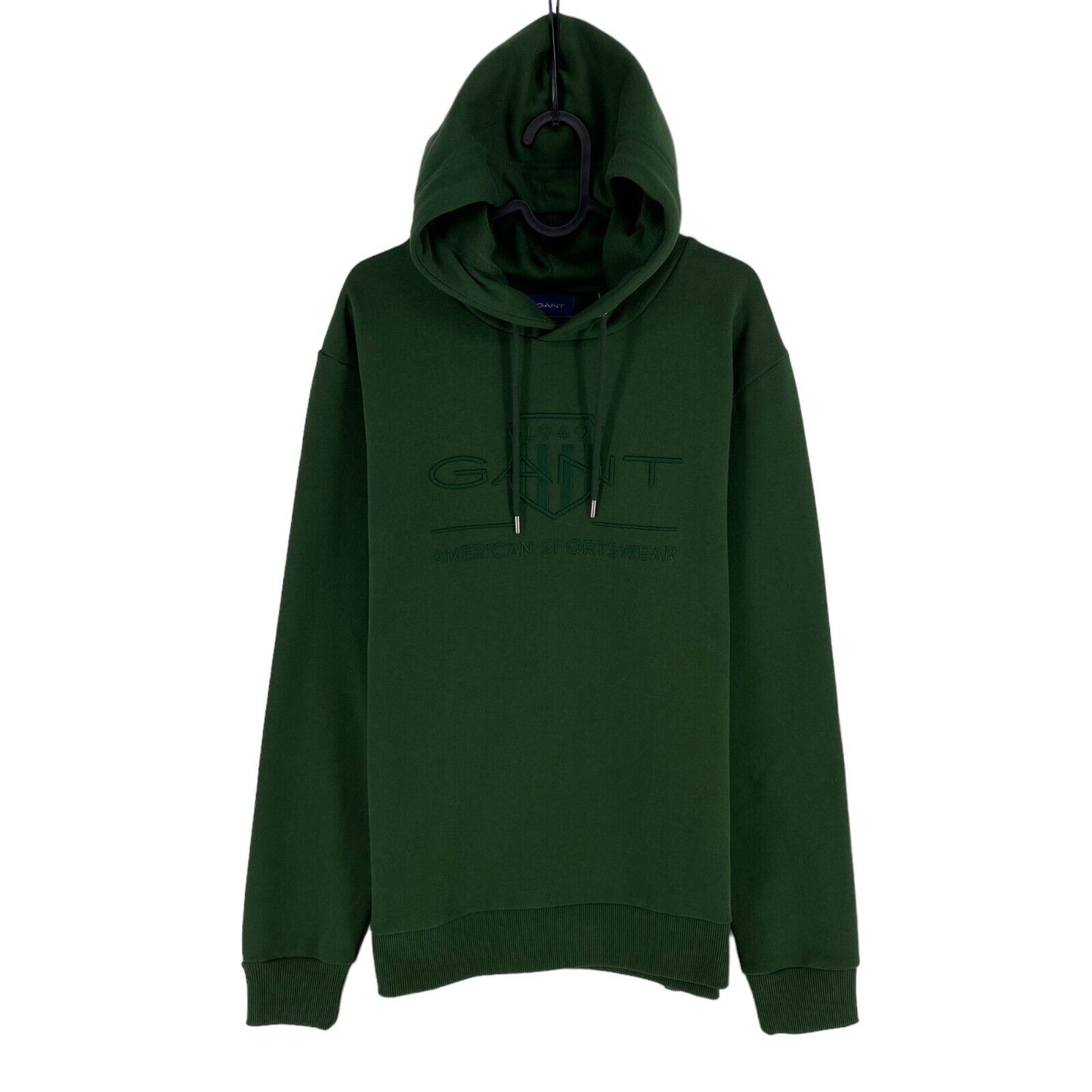 GANT Men Dark Green Tonal Archive Shield Hoodie Sweater Pullover Jumper Size L