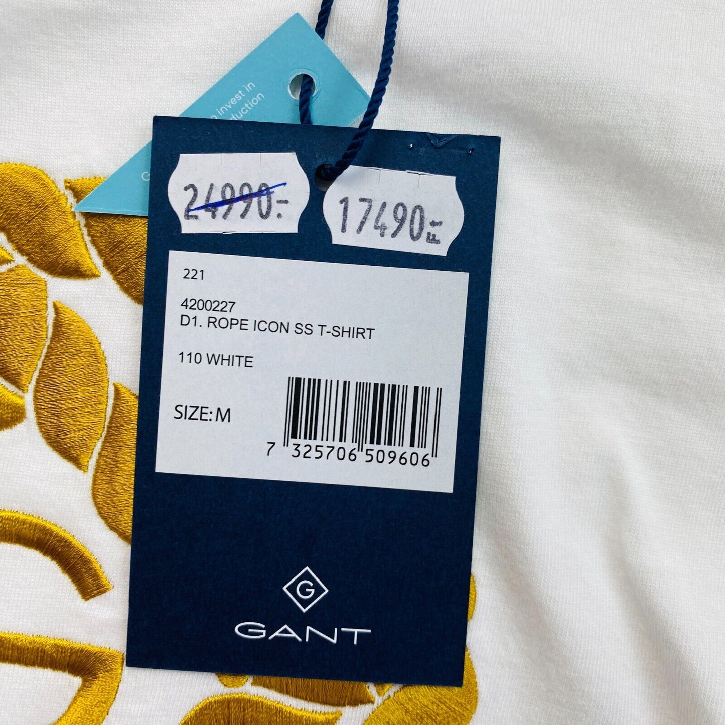 GANT T-Shirt mit Rundhalsausschnitt und Seil-Symbol, Weiß, Größe M