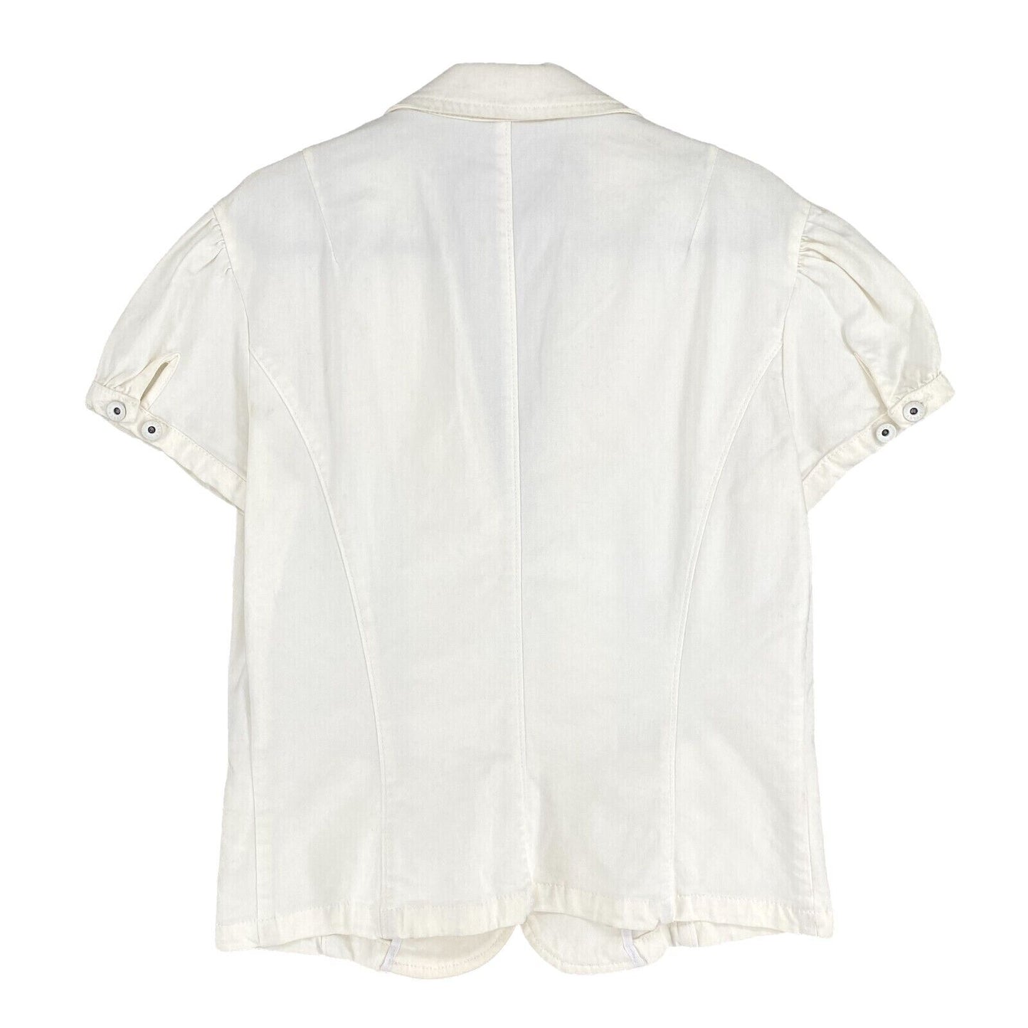 SISLEY White Cotton Blend Short Sleeve Jacket Size EU 38 UK 10 US 8