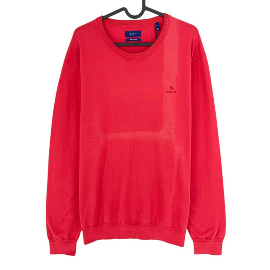 GANT Pinkish Red Pima Lux Contrast Crew Neck Sweater Pullover Size XL