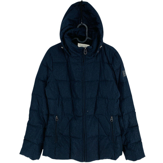 Calvin Klein Blue Quilted Hooded Down Puffer Jacket Coat Size S