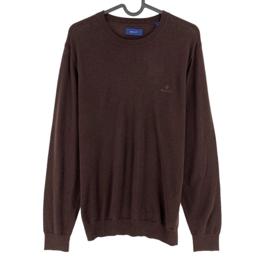 GANT Marron 100% Laine Pull à col rond Taille M