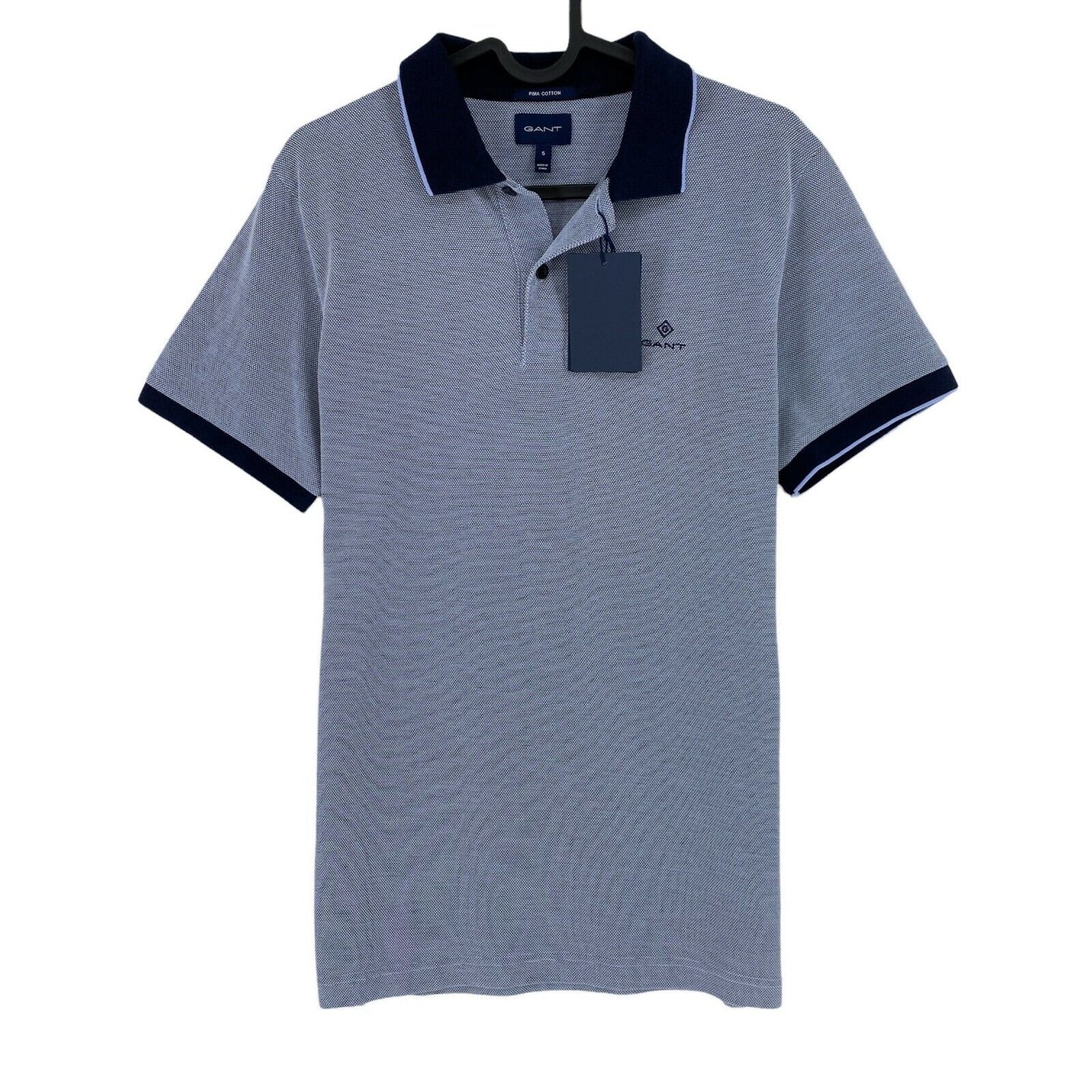 GANT Blaues 4-Colour Oxford Pique Rugger Poloshirt Größe S