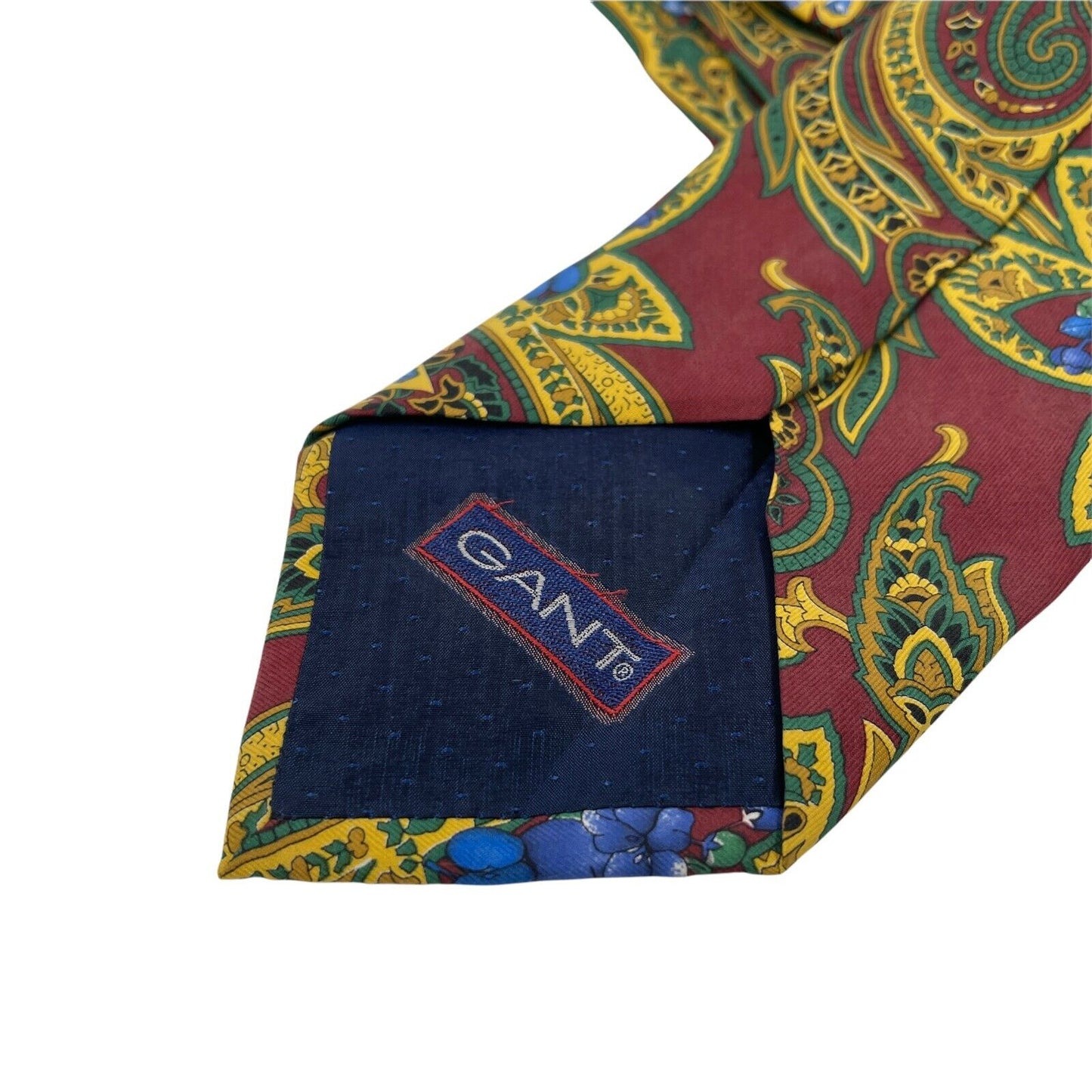 Vintage GANT Yellow Red Ornament 100% Silk Hand Made Tie