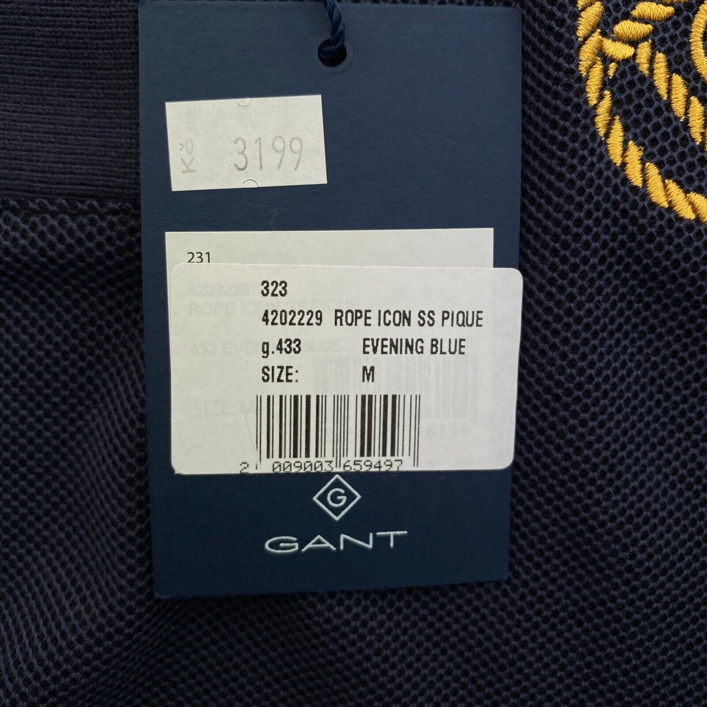 GANT Women Navy Blue Rope Icon Short Sleeves Pique Polo Shirt Size M