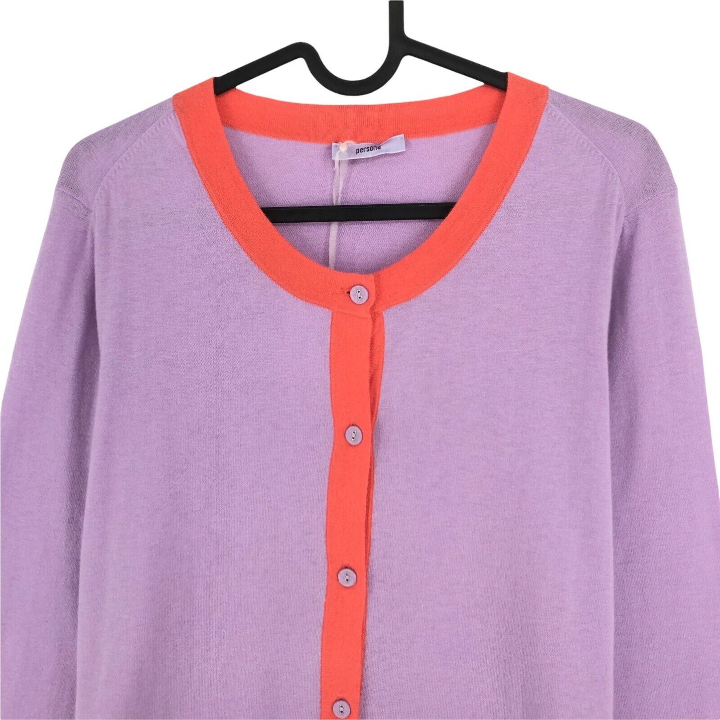 Prix ​​conseillé 125 € PERSONA Violet Coton Laine Cachemire Mélange Cardigan Pull Taille M