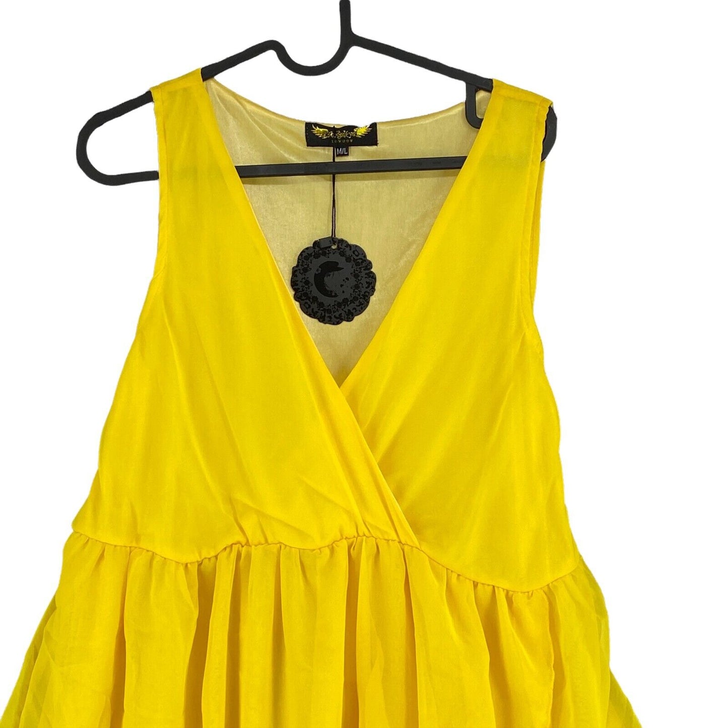 Angel Eye Yellow Sleeveless Deep V-Neck Fit & Flare Dress Size M / L