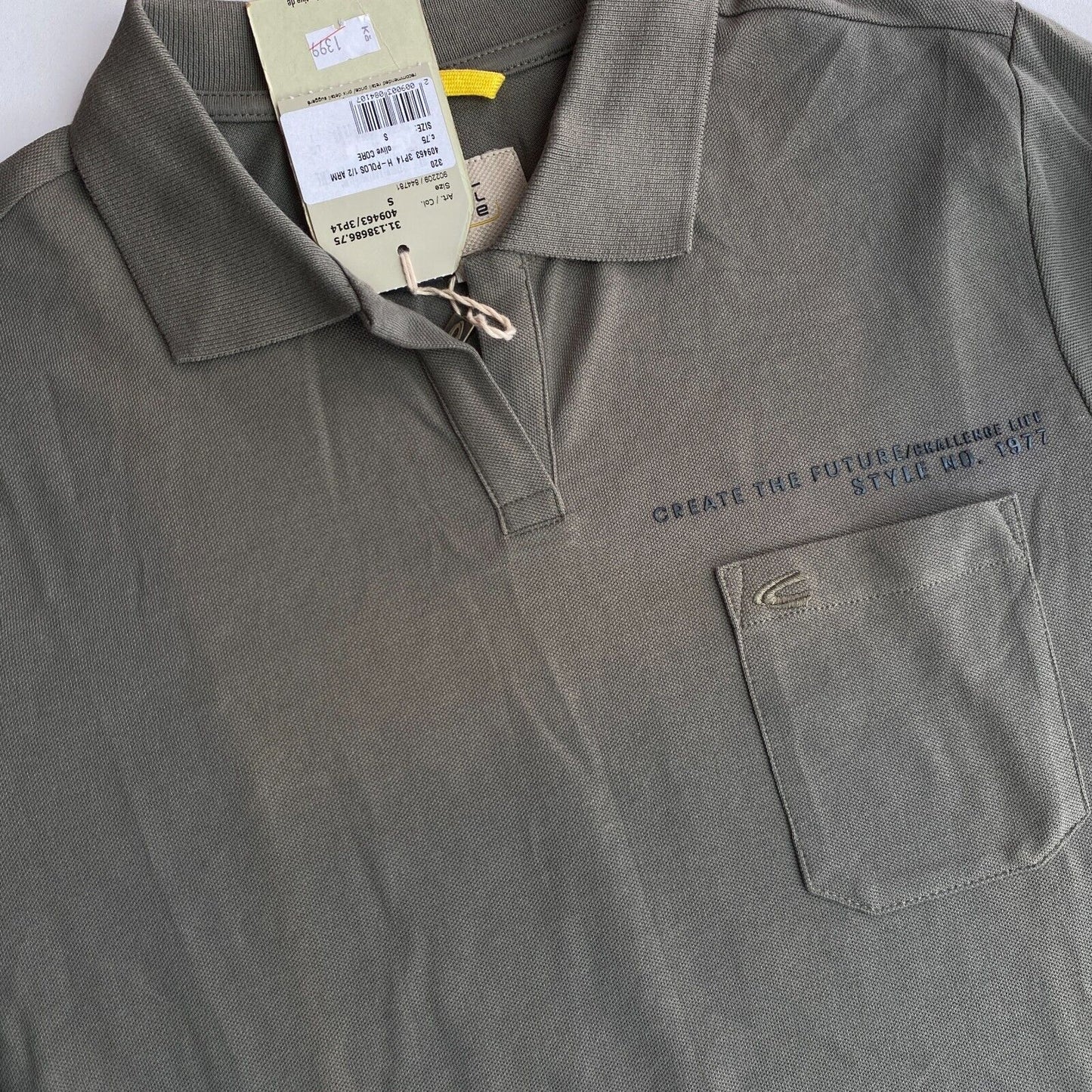 CAMEL ACTIVE Greyish Green Pique Polo Shirt Size S