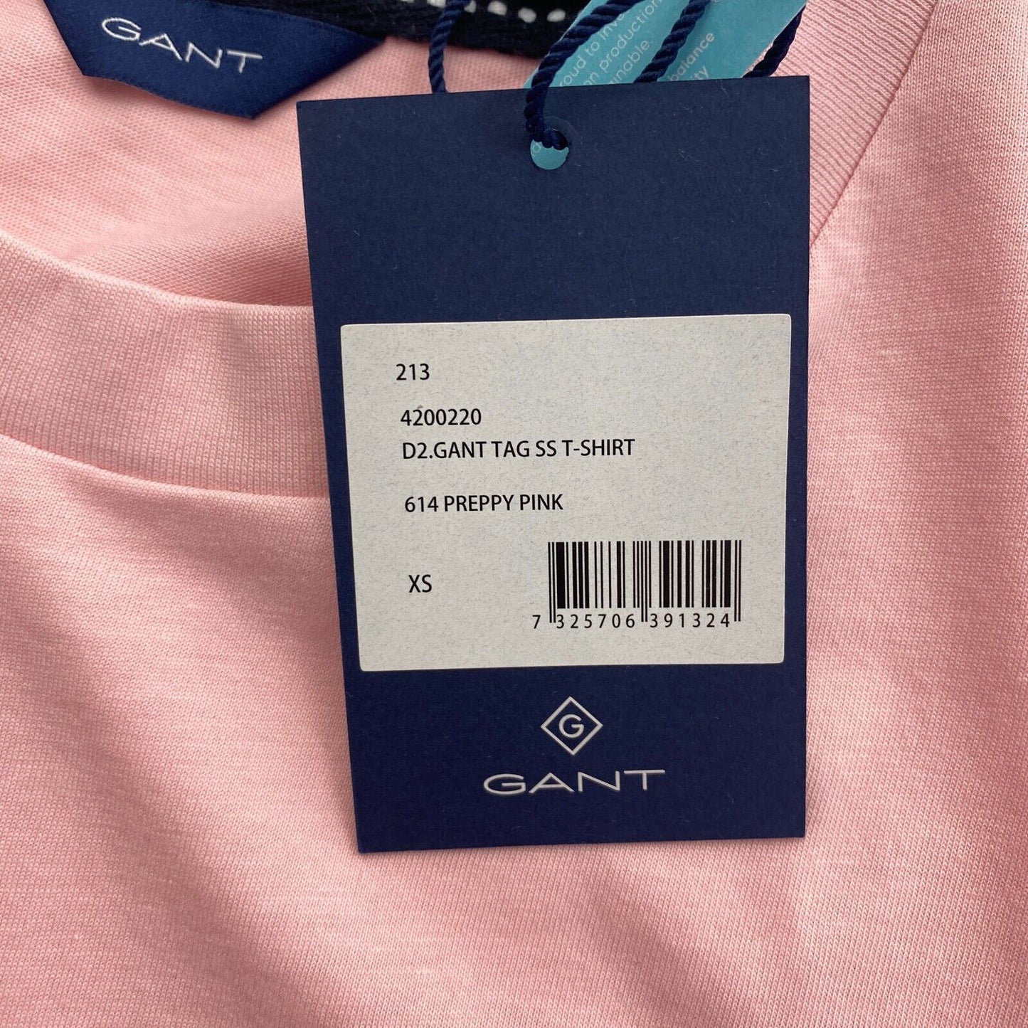 GANT Women Pink Tag Crew Neck T Shirt Size XS