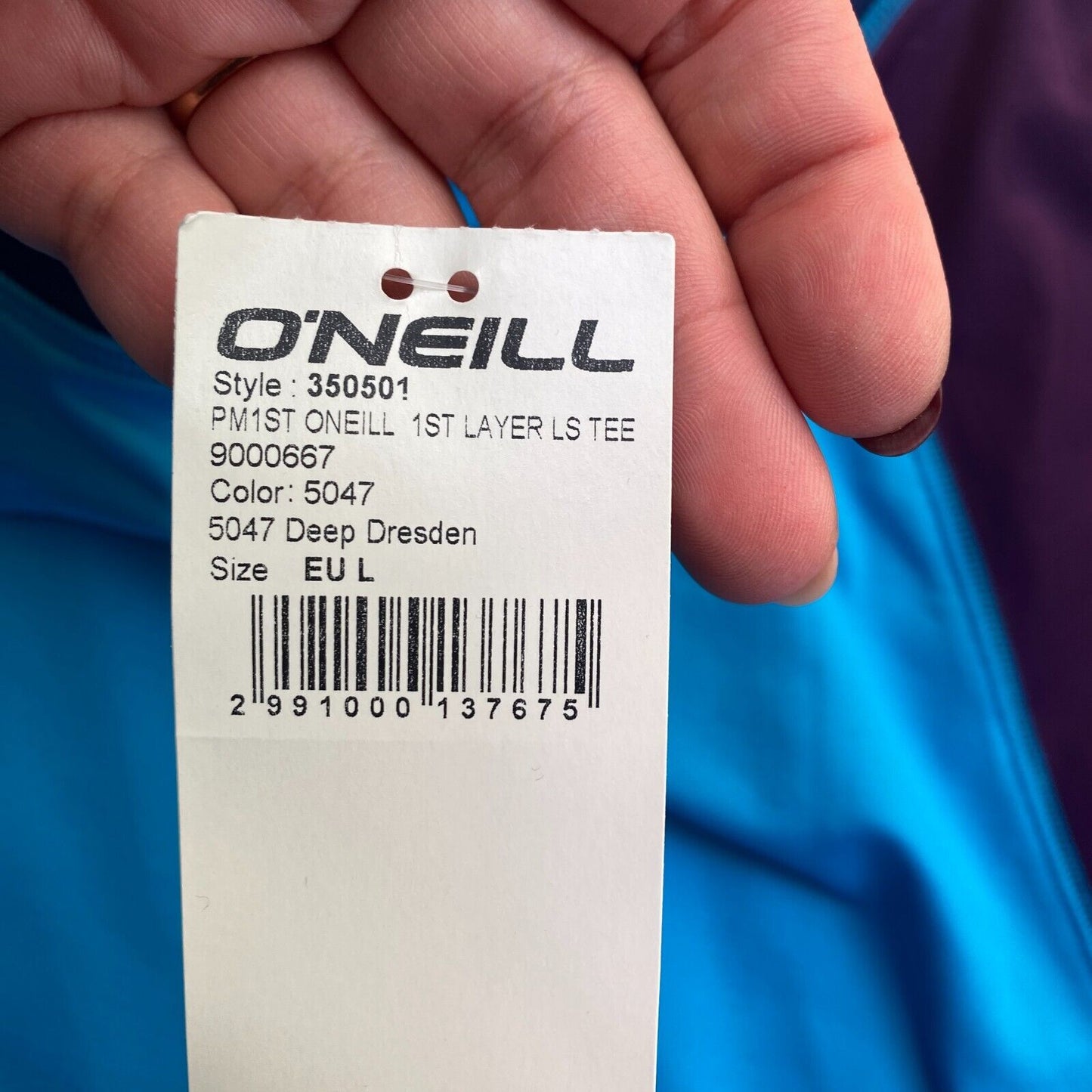 O`NEILL Men Blue 1ST Layer Long Sleeves Crew Neck Tee T Shirt Size L