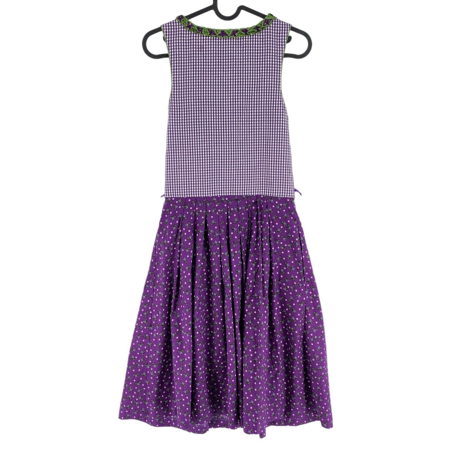 HANNAH Tyrol Dirndl Oktoberfest Purple Plaid Floral Dress Size EU 38 UK 10 US 8