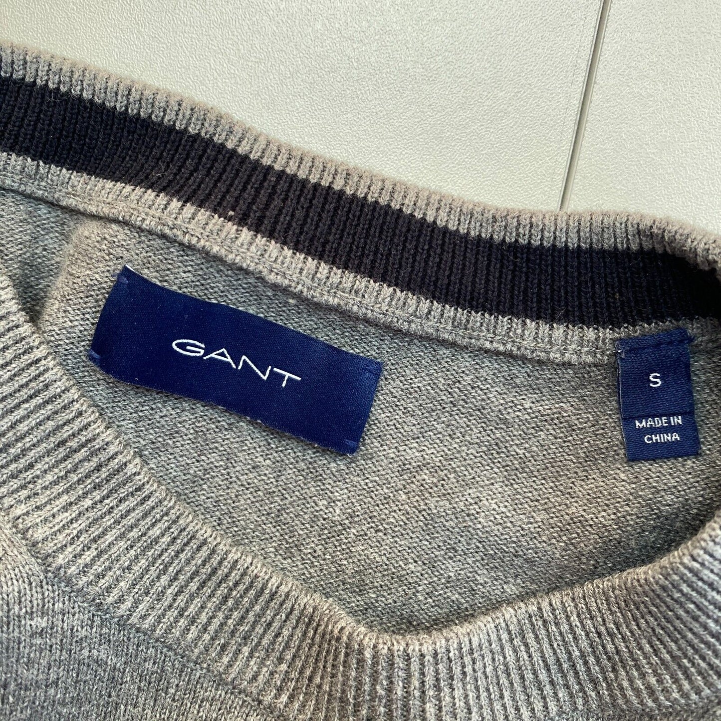 GANT Grey Classic Cotton Crew Neck Sweater Pullover Size S