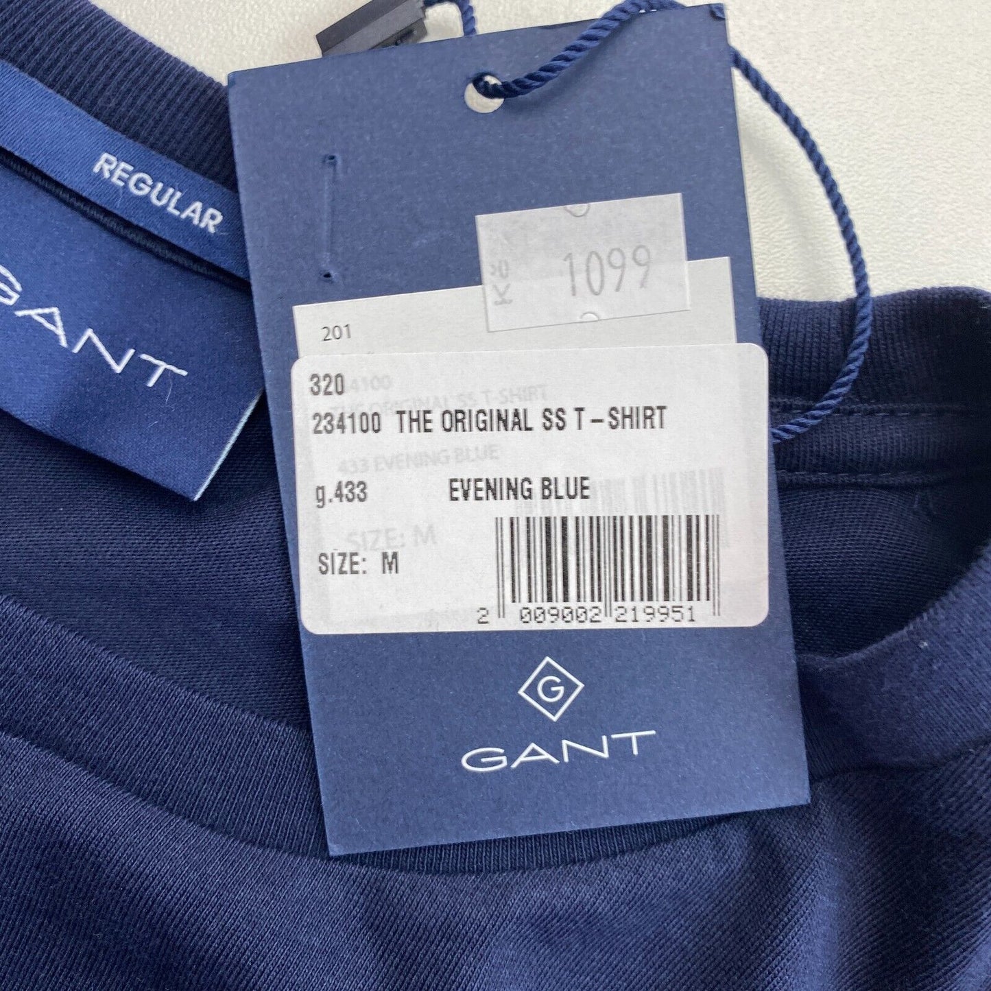 GANT Navy Blue Original Regular Fit Crew Neck T Shirt Size M