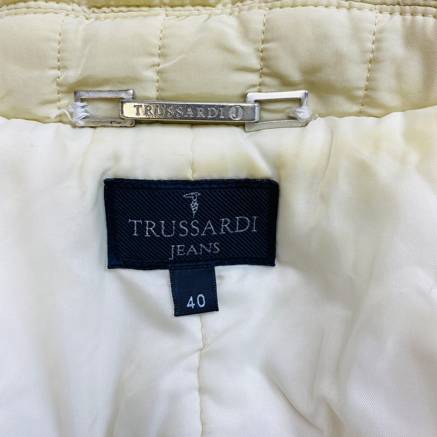 Trussardi Jeans Beige Quilted Jacket Coat Size 40 EU 36 UK 8 US 6