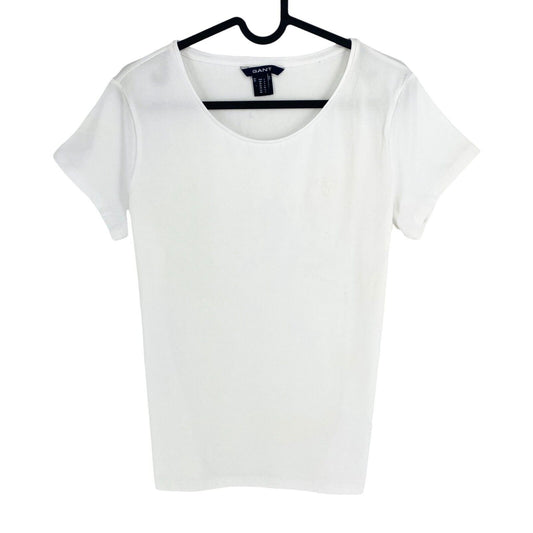 GANT Women White Crew Neck SS T Shirt Size L