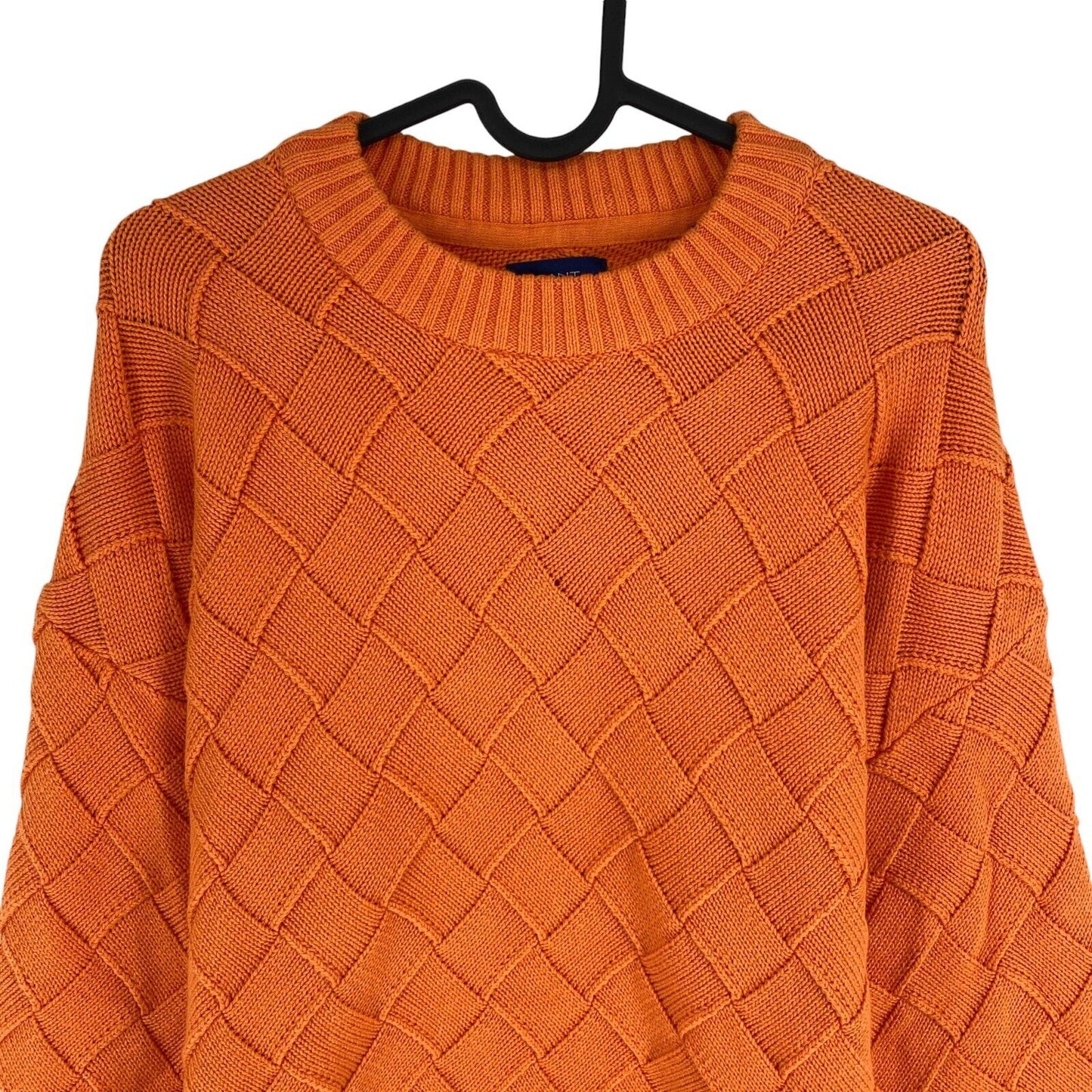 GANT Women Orange Argyle Crew Neck Sweater Jumper Size M