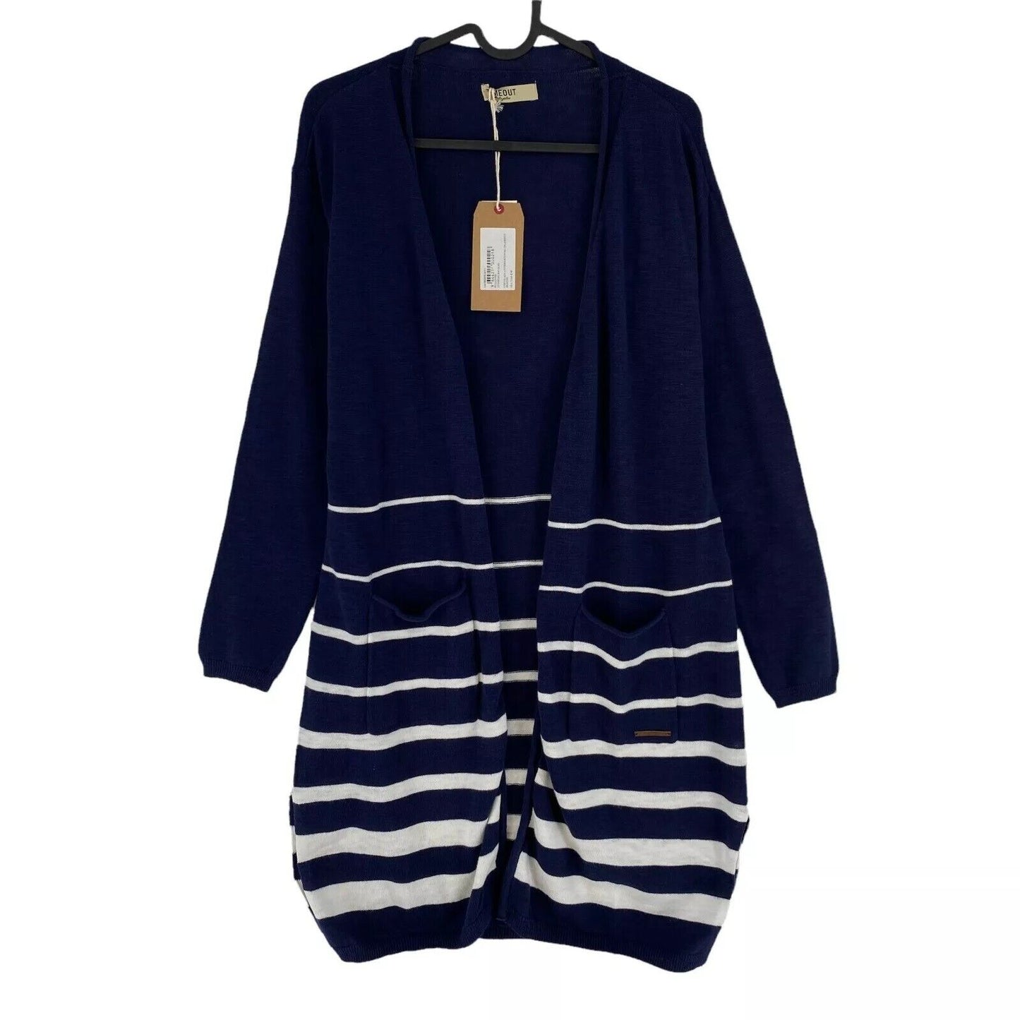 TIMEOUT Women Navy Blue 100% Cotton Cardigan Sweater Size S