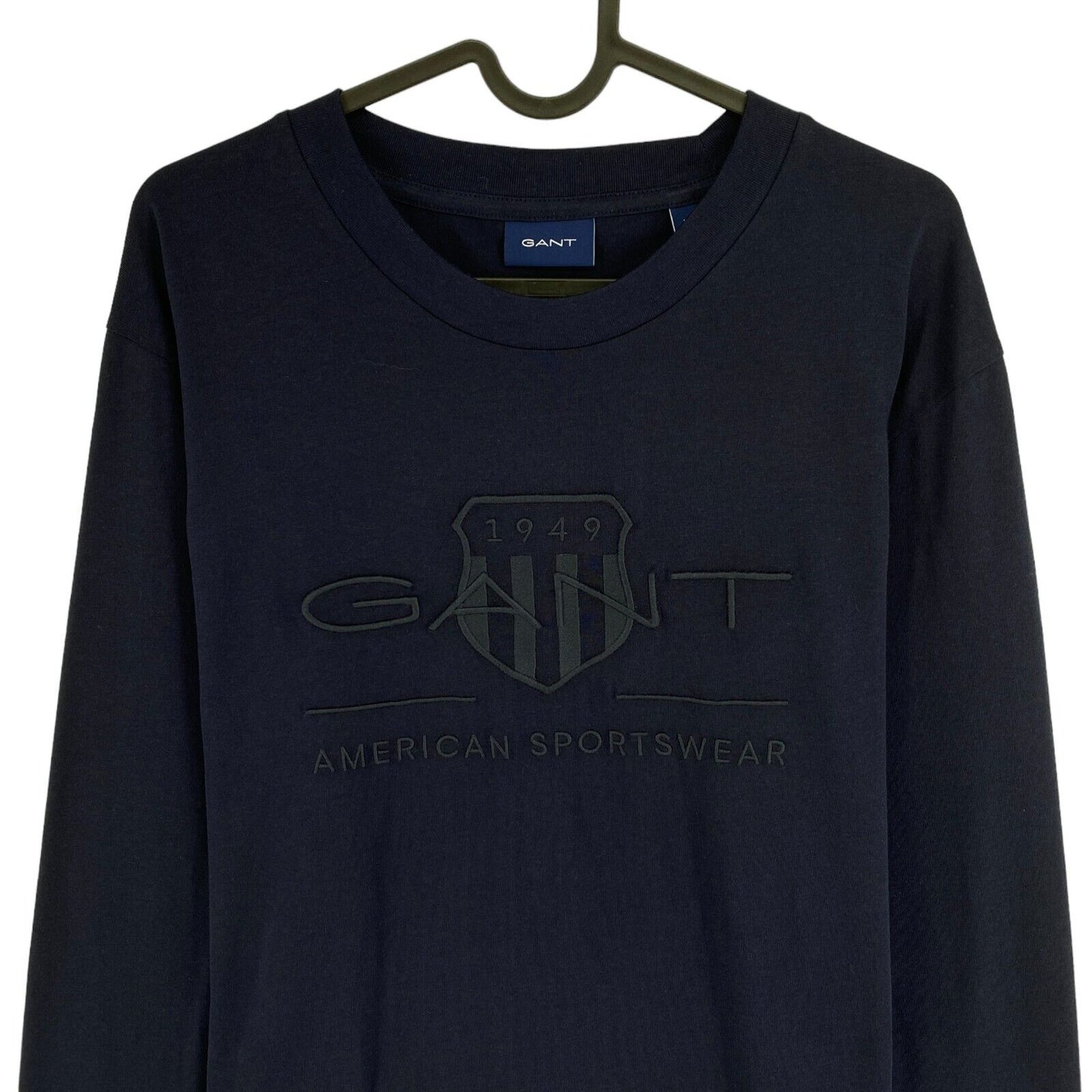 GANT Navy Blue Tonal Archive Shield Long Sleeve Crew Neck T-Shirt Size L