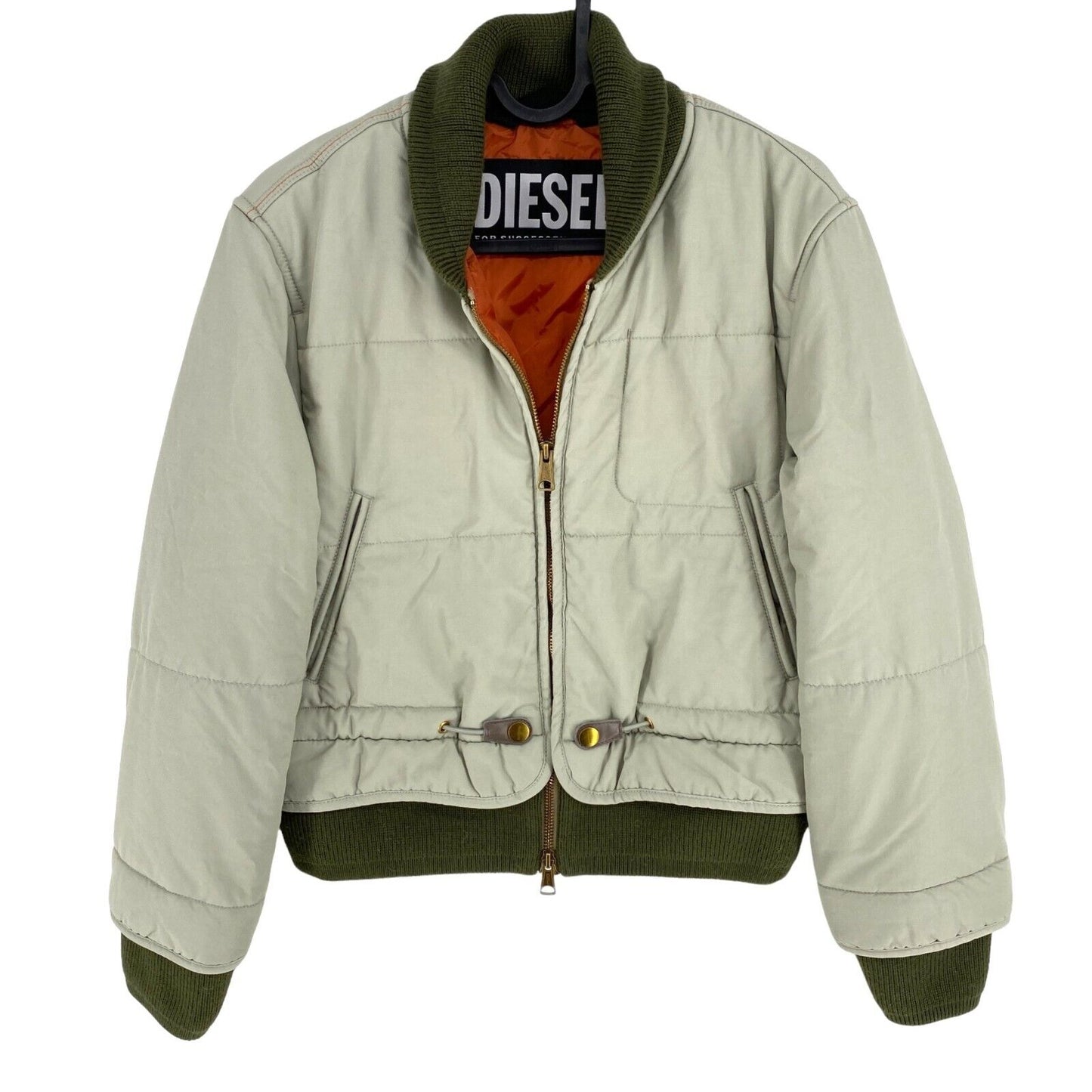 DIESEL Light Green Quilted Padded Bomber Jacket Coat Size 2XS XXS