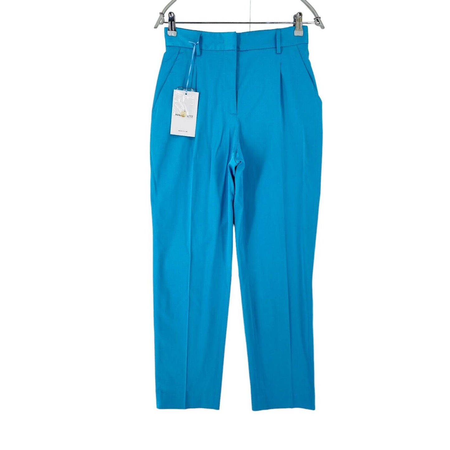 Manuel Ritz Women Blue Regular Straight Fit Dress Trousers Size IT 40 W26