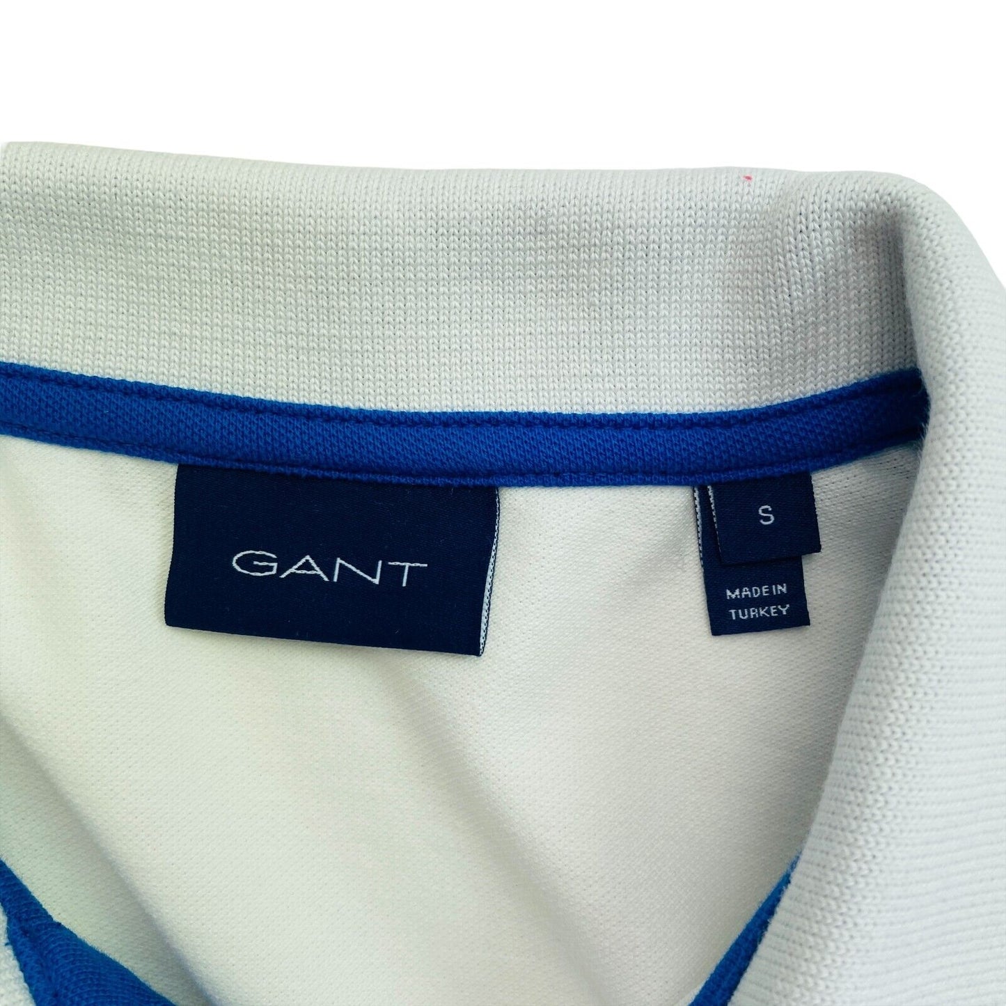 GANT White Contrast Collar Pique Rugger Polo Shirt Size S