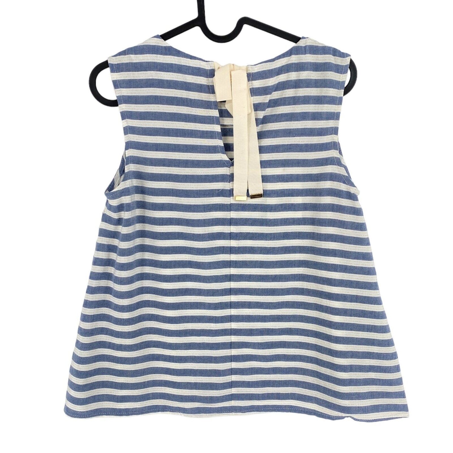 LA MARTINA Blue Striped Lurex Sleeveless Blouse Size 1 / XS