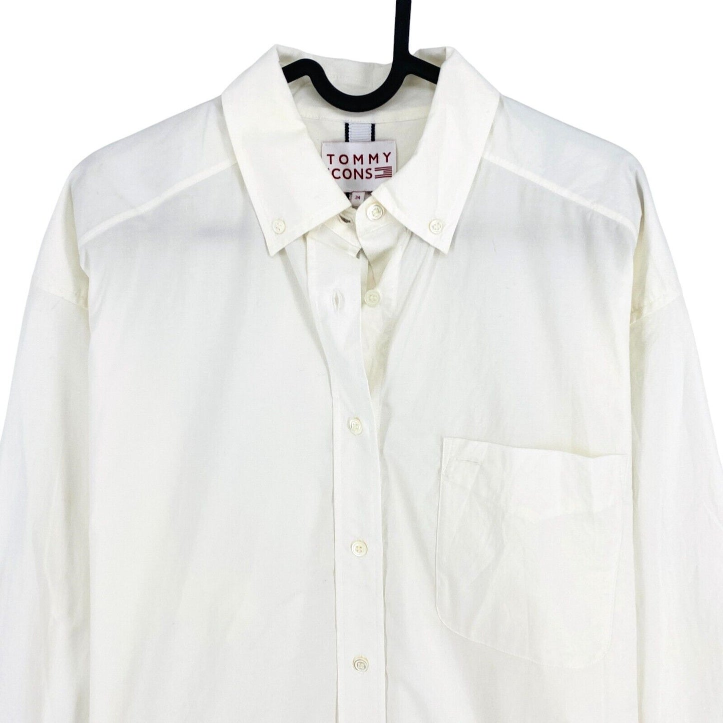 TOMMY HILFIGER ICONS White Cotton Archive Shirt Size EU 34 UK 6 US 2