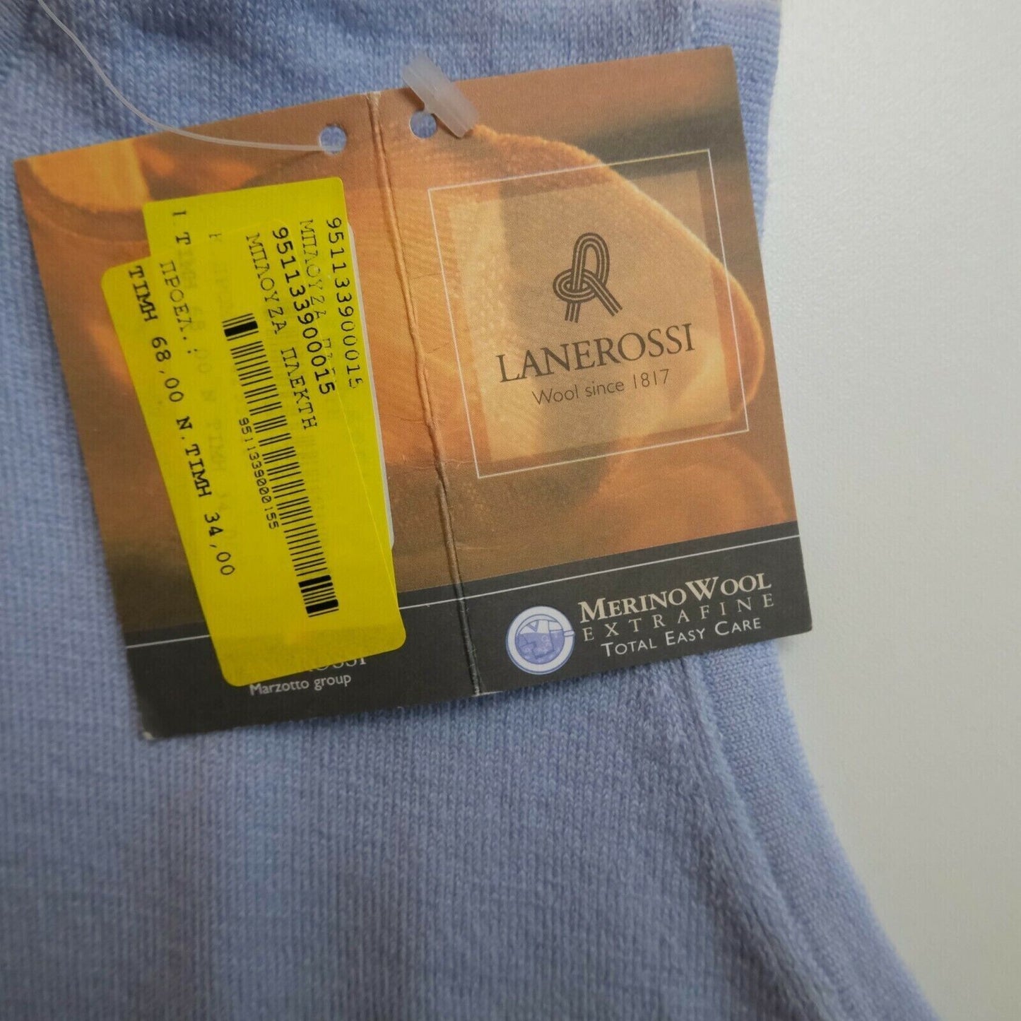 LANEROSSI, Blau, 100 % Merinowolle, hochgeschlossenes Top, Größe 4 – XL