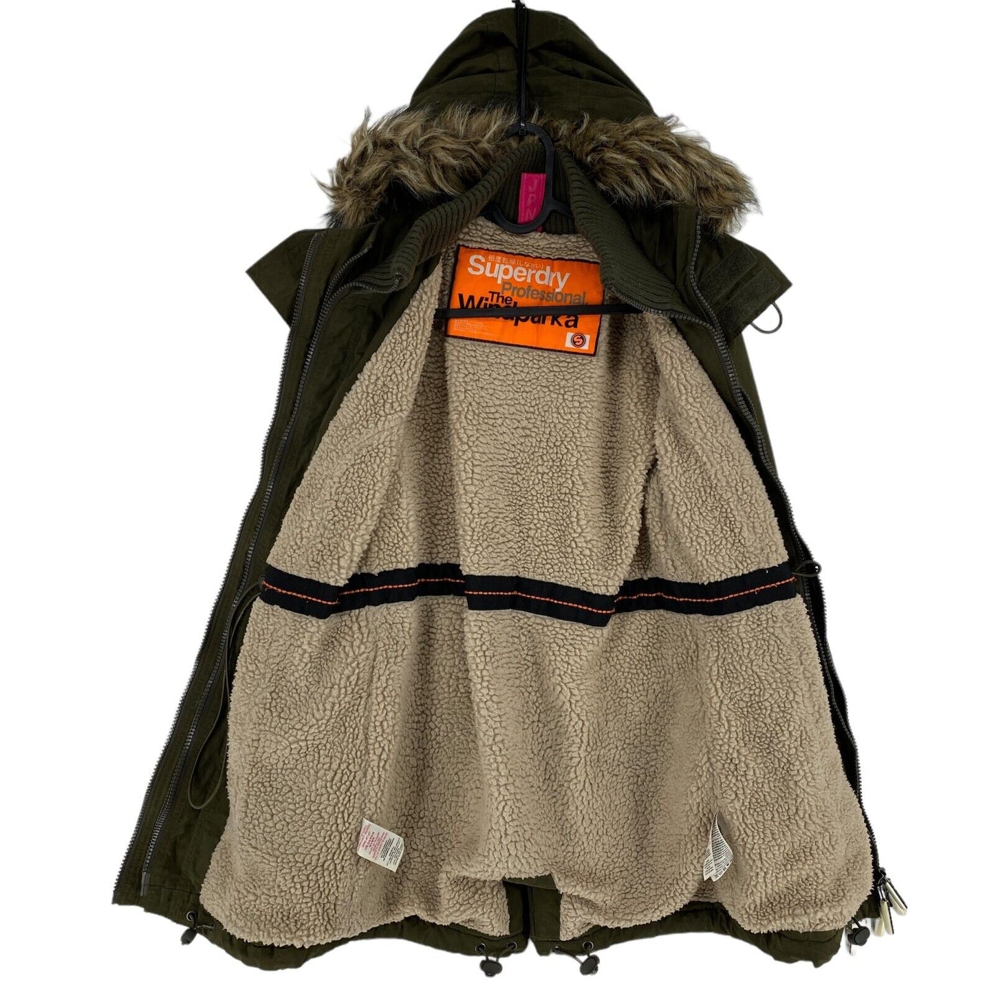 SUPERDRY Professional The Windparka Dunkelgrüne Kapuzenjacke aus Baumwollmischung Größe S