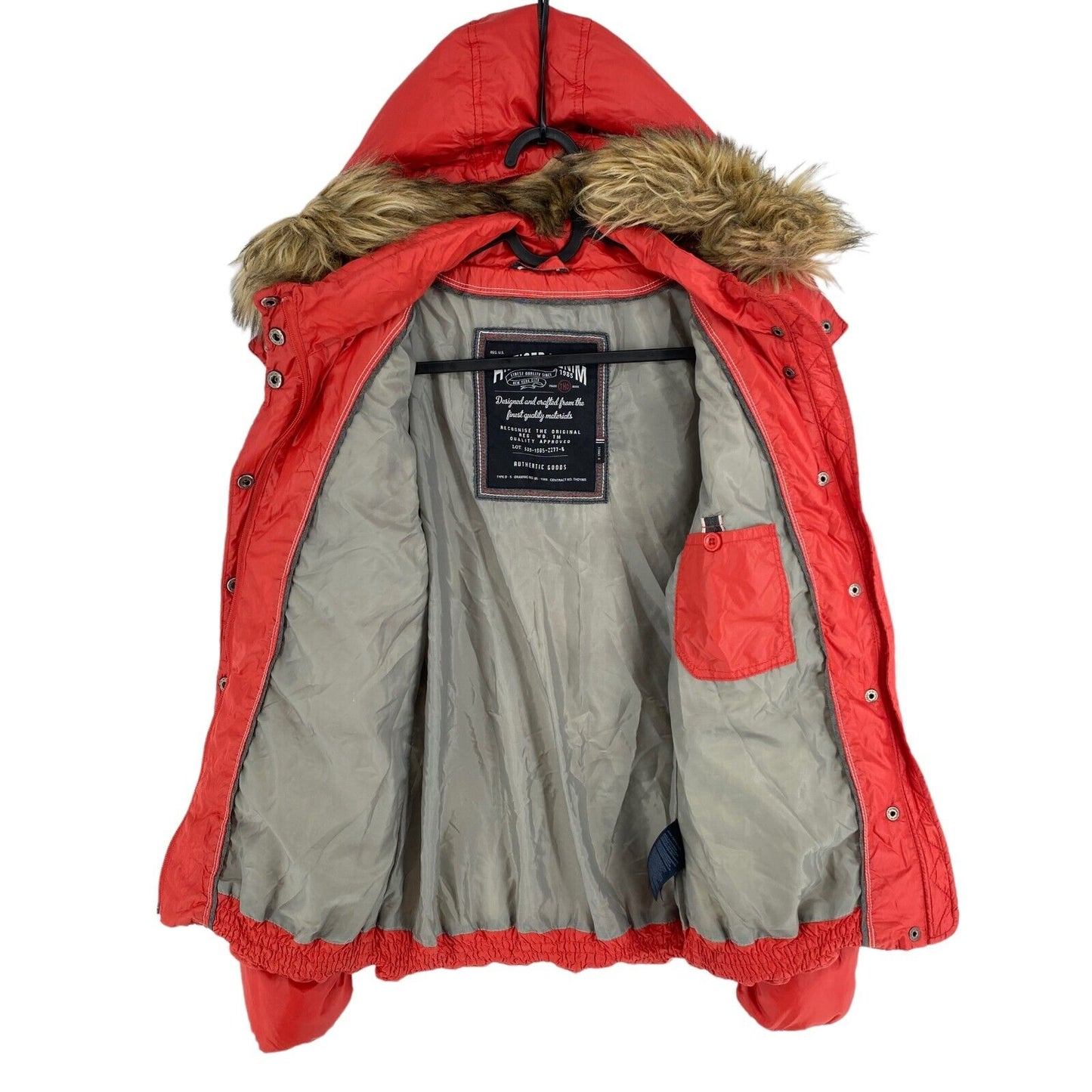 Hilfiger Denim Red Hooded Down Puffer Coat Jacket Size XS