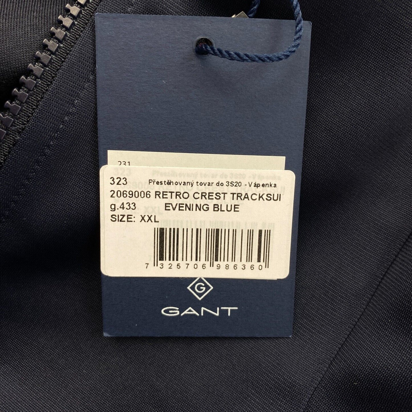 GANT Navy Blue Retro Crest Relaxed Fit Tracksuit Jacket Size 2XL XXL