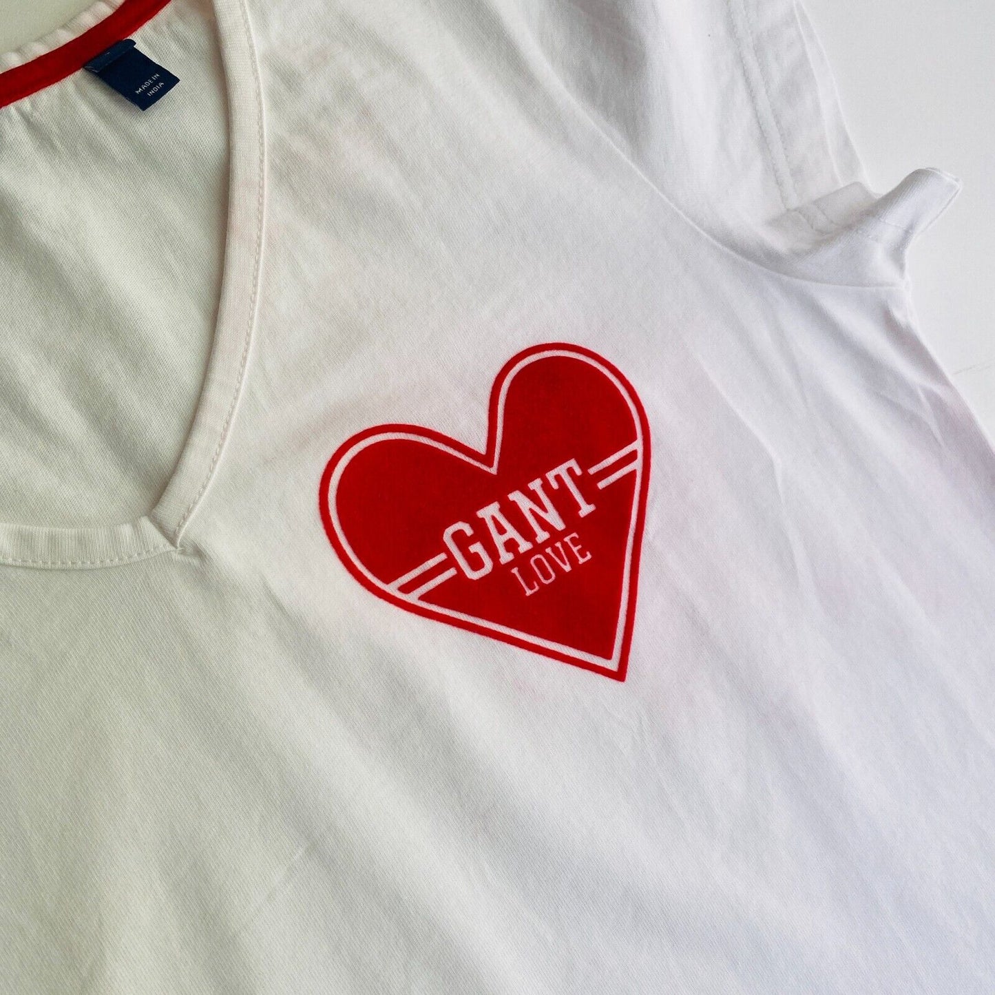 GANT White V Neck T-Shirt Top Size S