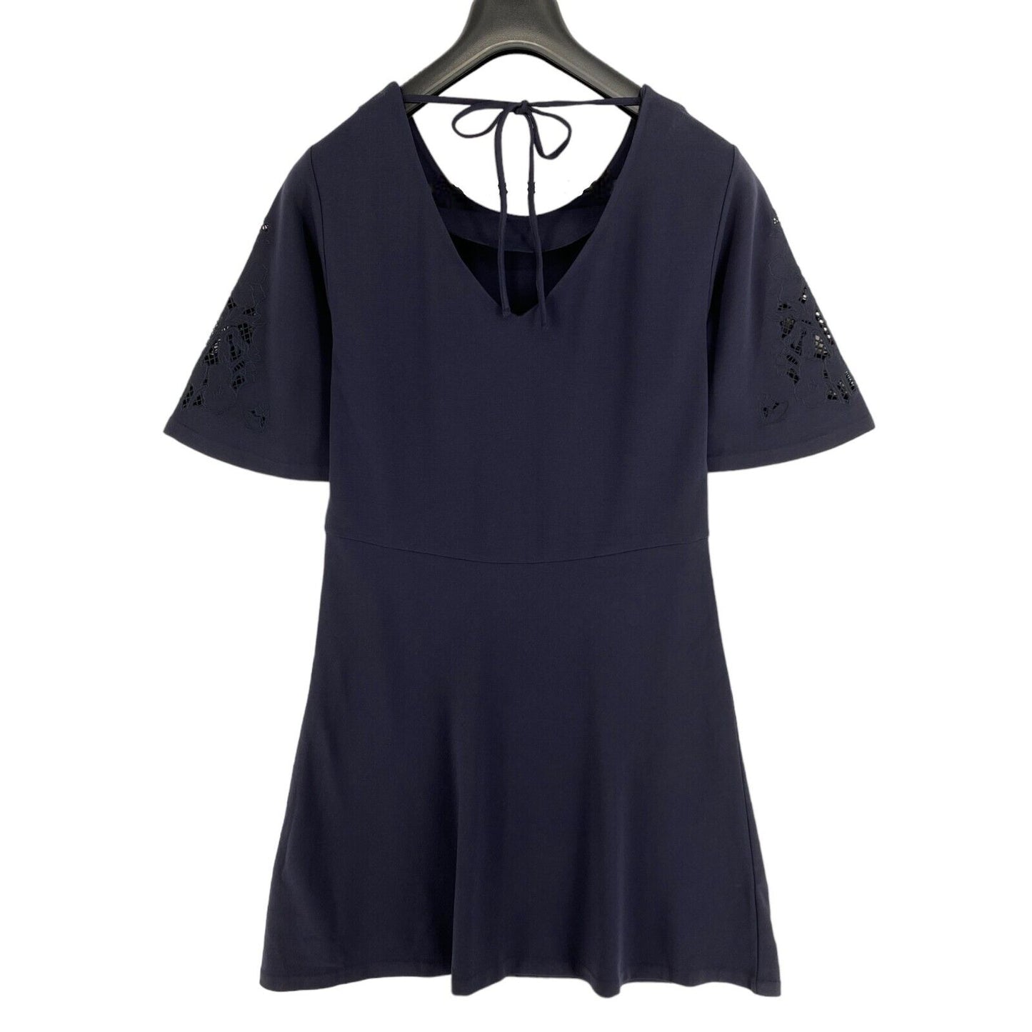 GANT Marineblaues Meadow Jersey-Kleid mit Lochnaht, ausgestelltes Kleid, Größe XL