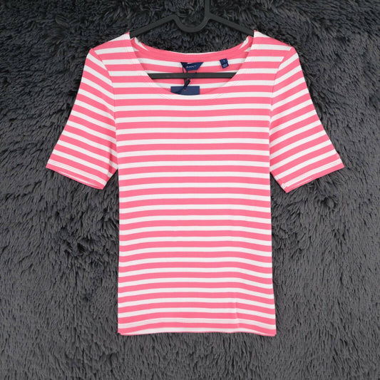 GANT Pink Striped Crew Neck T Shirt Size S