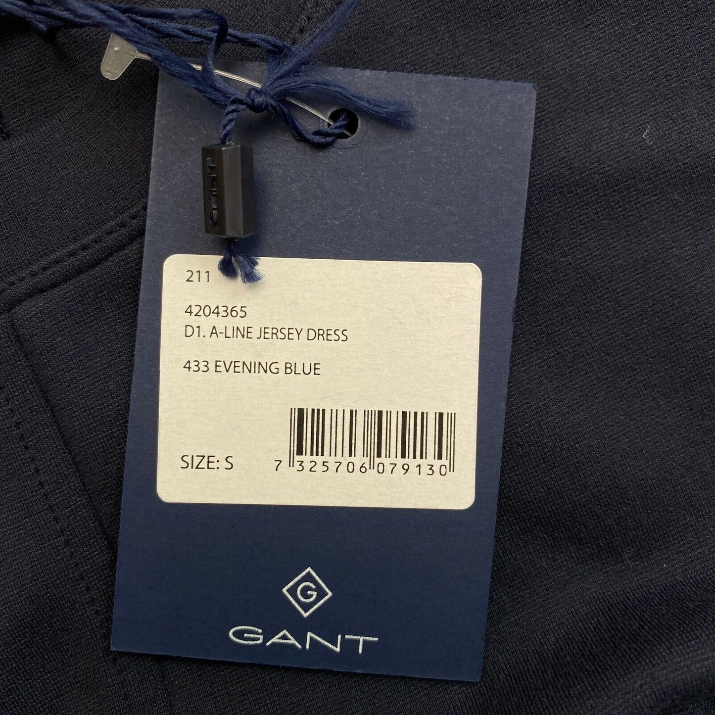 GANT Navy Blue A Line Jersey Crew Neck Dress Size S