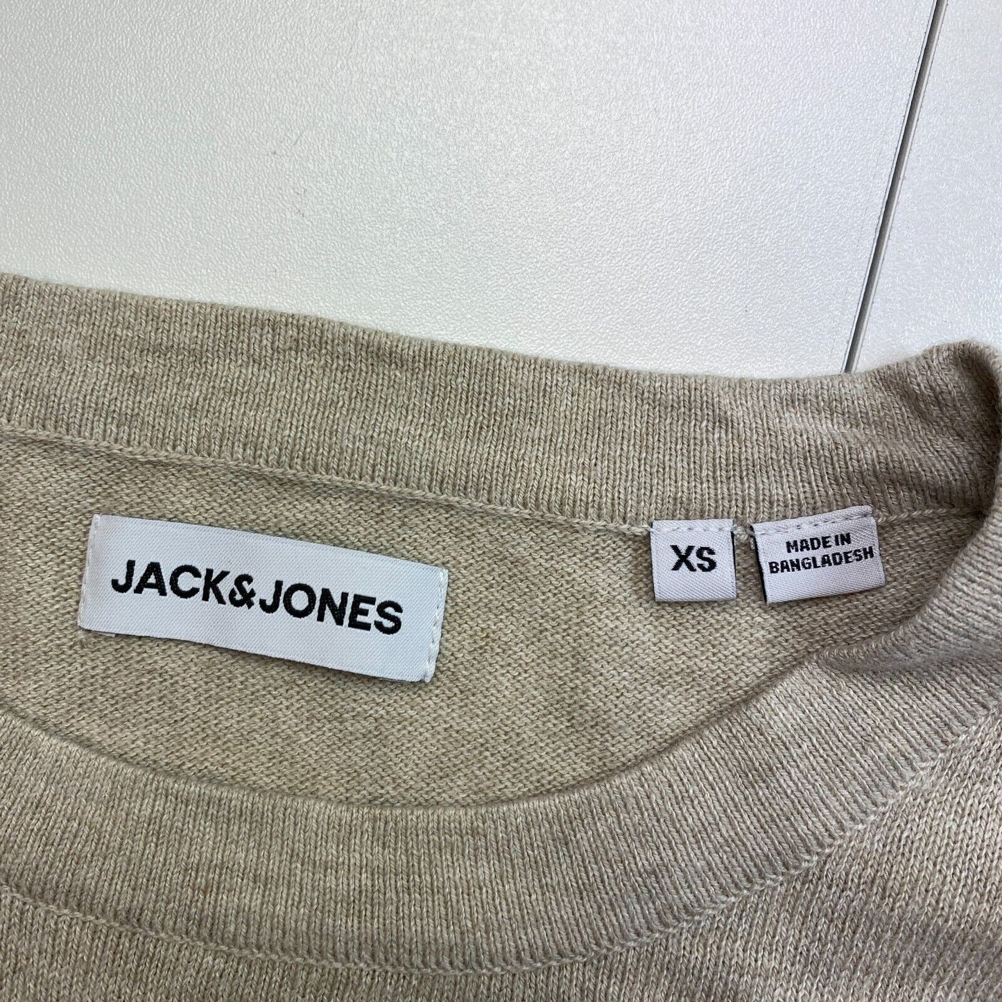 JACK&amp;JONES Pull à col rond en tricot beige pour homme Taille XS