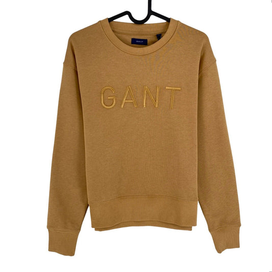 GANT Brown Tonal Logo Crew Neck Sweater Jumper Size S