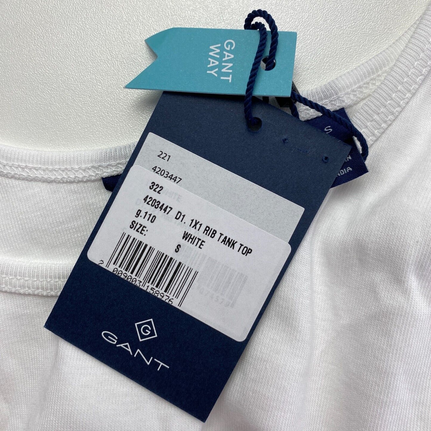 GANT Débardeur sans manches blanc côtelé 1x1 Taille S