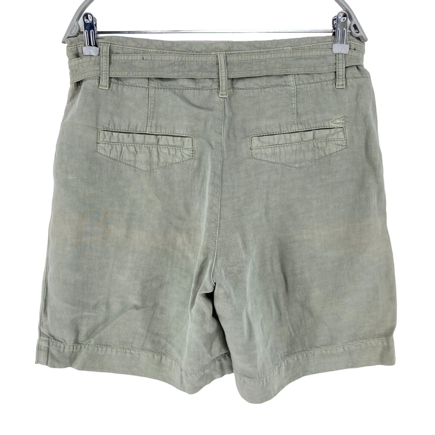 CAMEL ACTIVE Women Grey Relaxed Fit Linen Blend Shorts Size W28