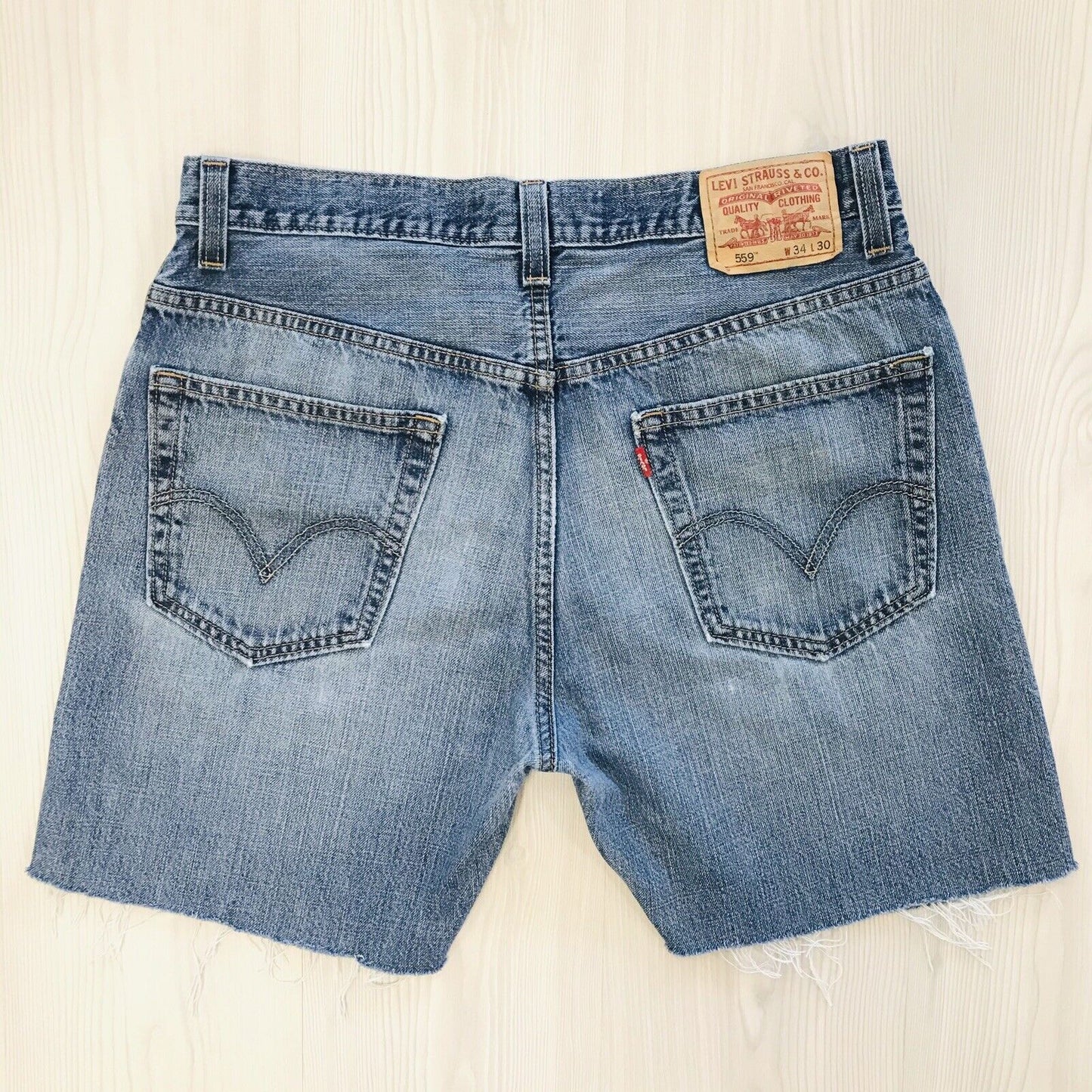 Levi's 559 Custom Made Blue Relaxed Straight Fit Cut-Off Shorts W34