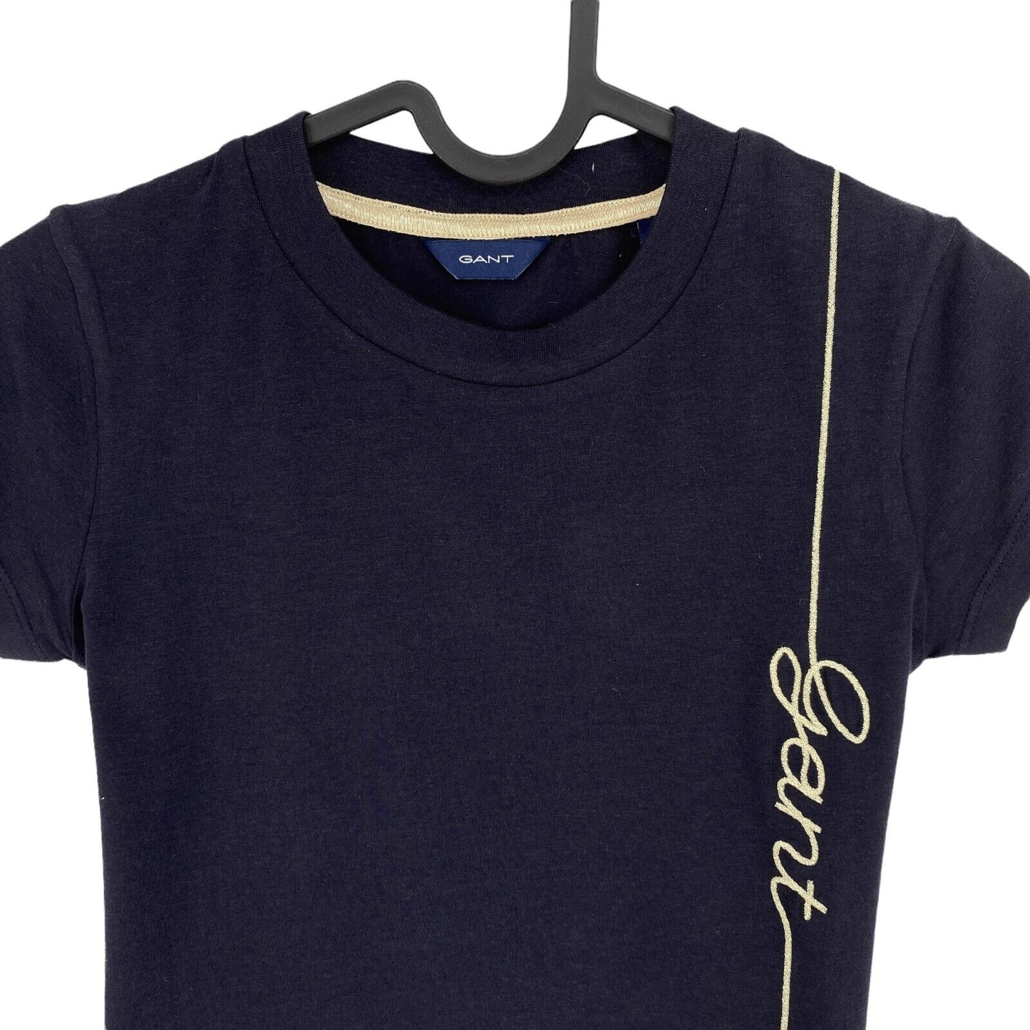 GANT Girls Navy Blue Script Crew Neck T Shirt Size 9 - 10 Years 134/140 cm