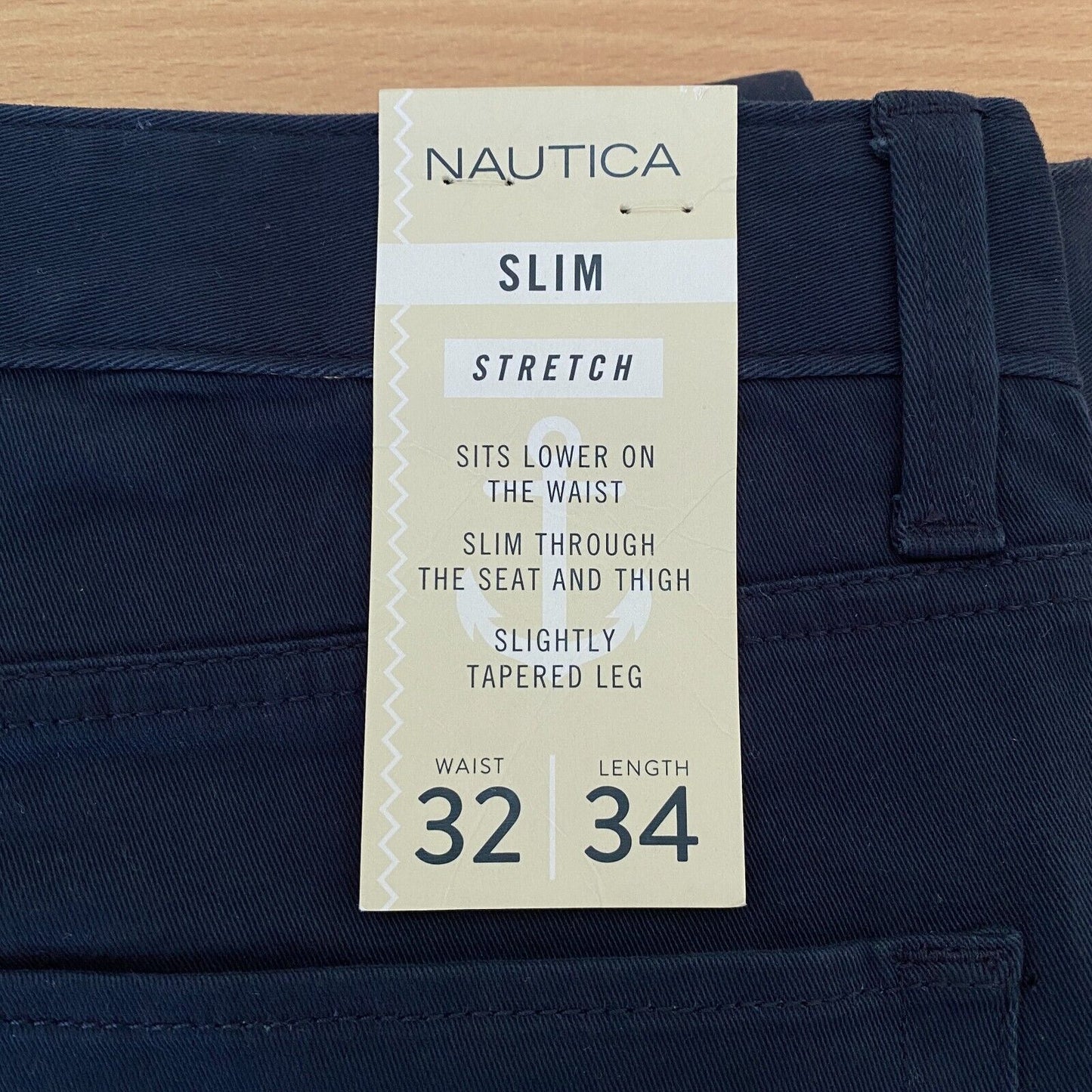 NAUTICA Navy Dark Blue Slim Tapered Fit Stretch Jeans Size W32 L34