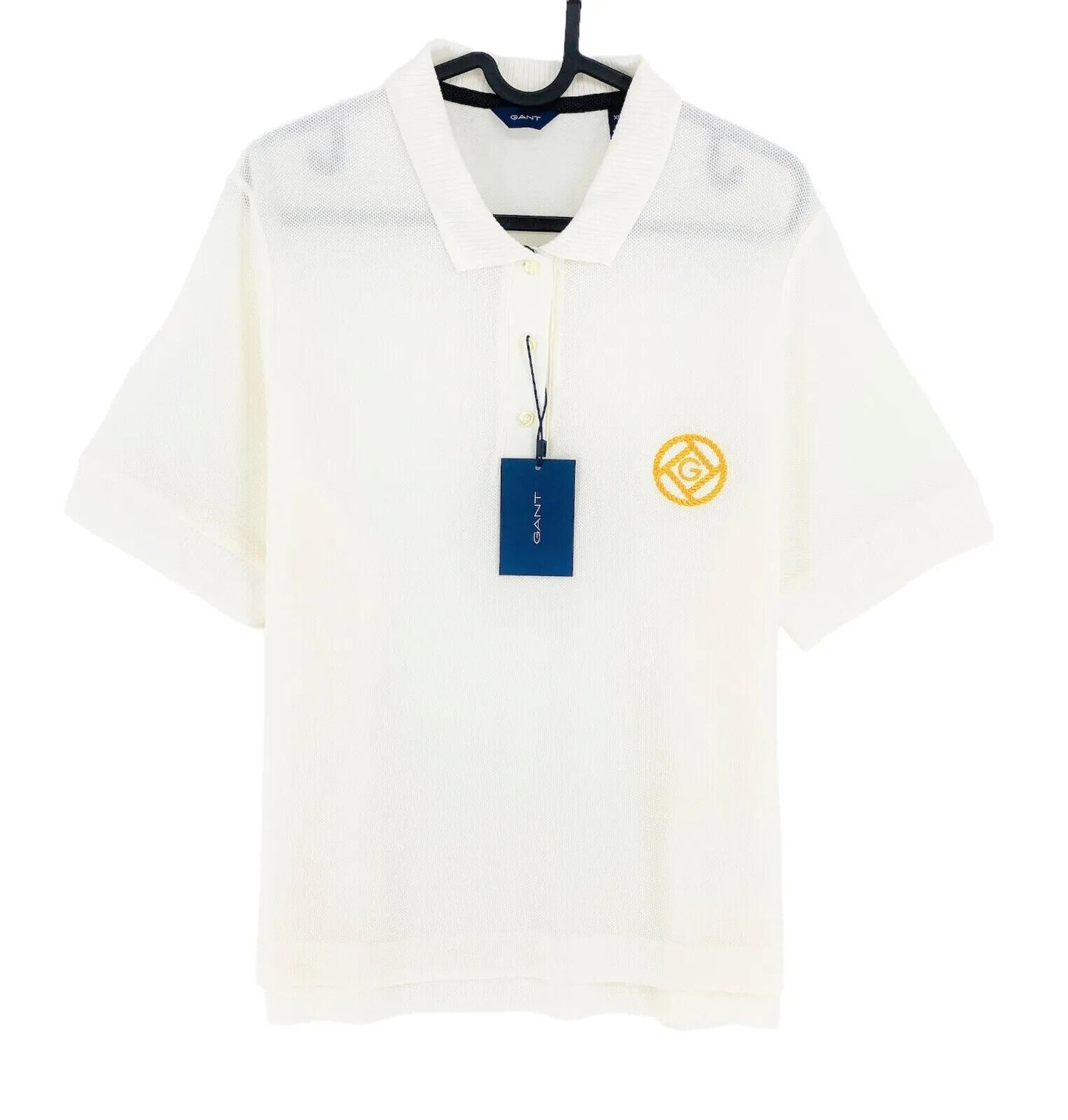 GANT Women White Rope Icon Pique Polo Shirt Size M